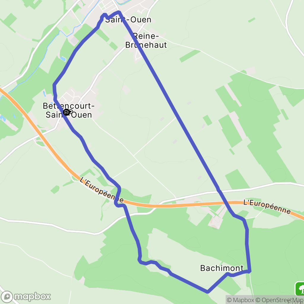Bettencourt Saint Ouen : carte du parcours de randonnée - France