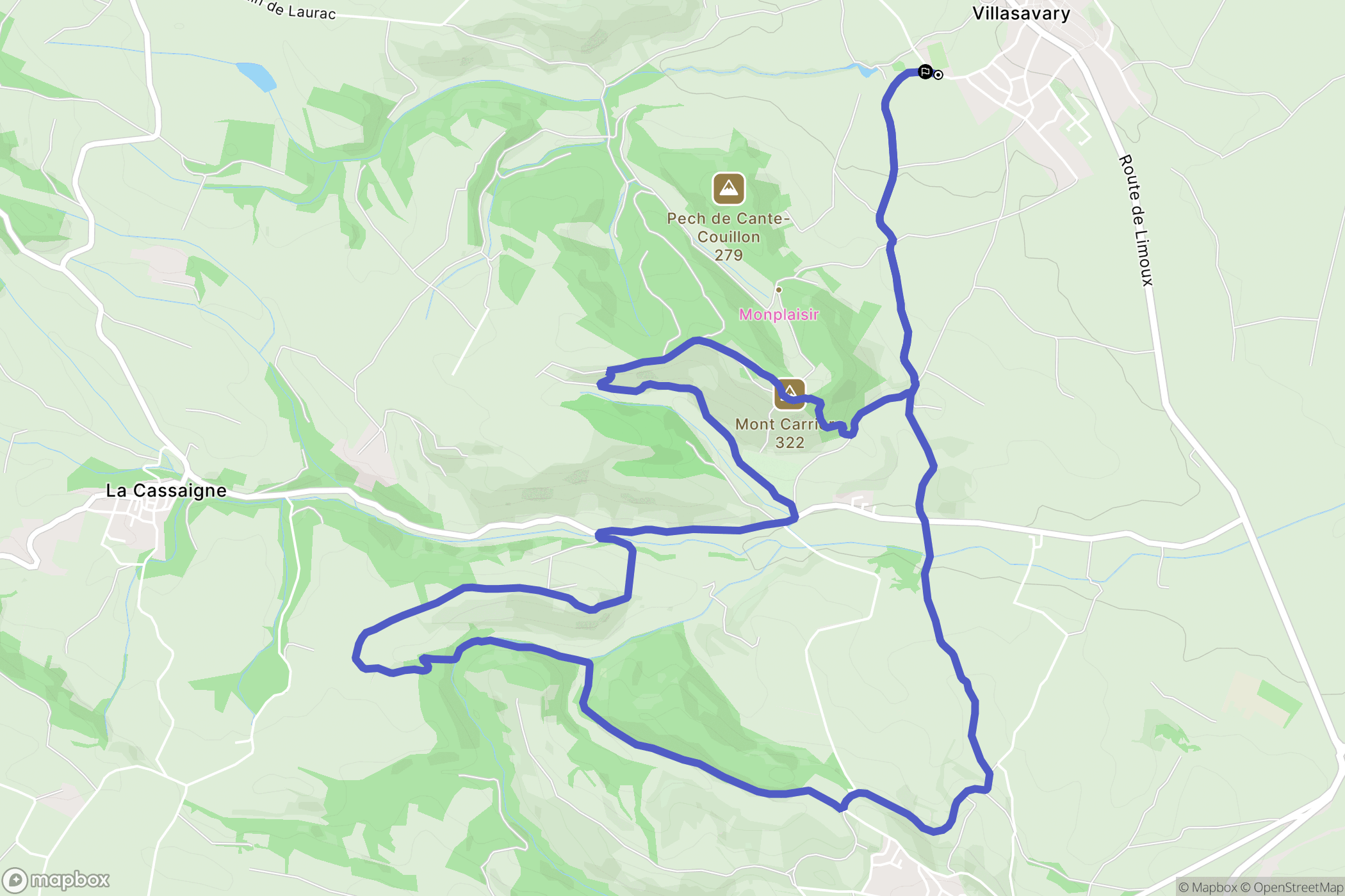 Villasavary : carte du parcours de randonnée - France