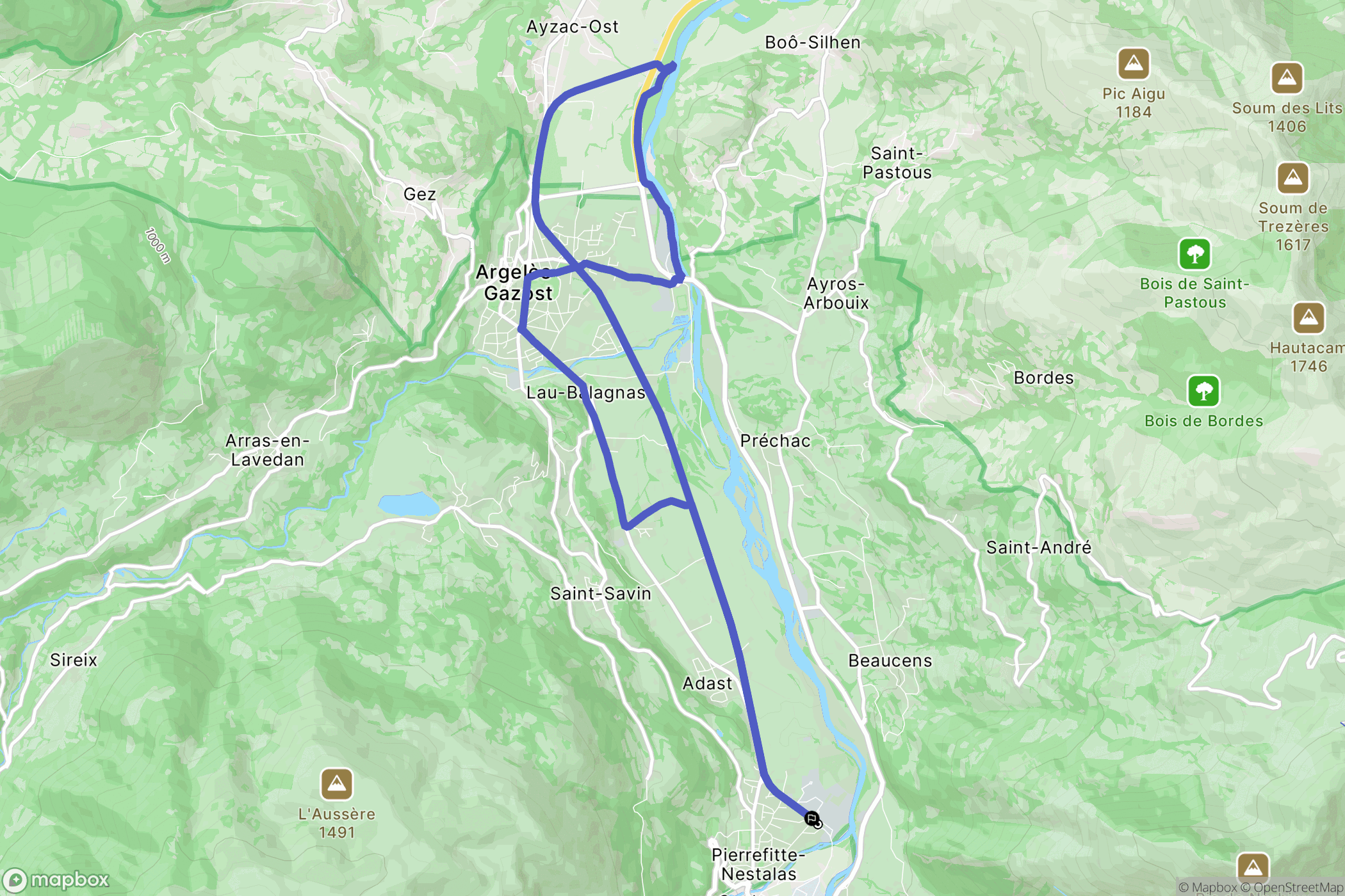 Pierrefitte-Nestalas : carte du parcours de randonnée - France