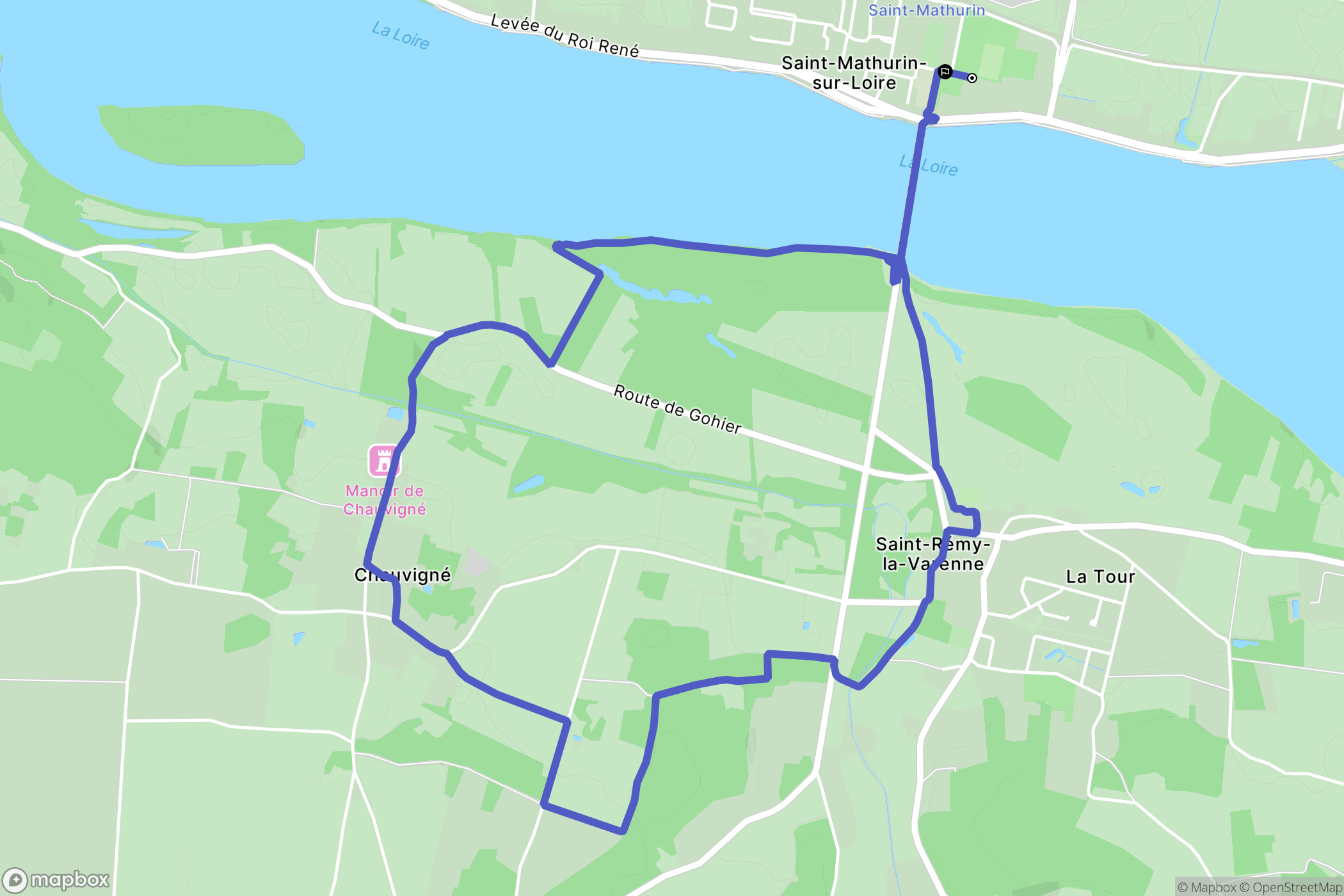 Loire-Authion : carte du parcours de randonnée - France