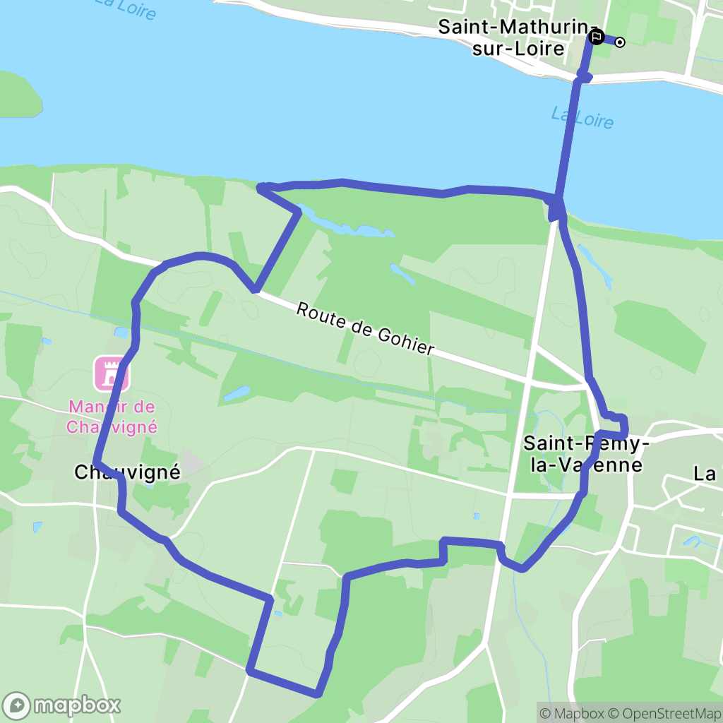 Loire-Authion : carte du parcours de randonnée - France