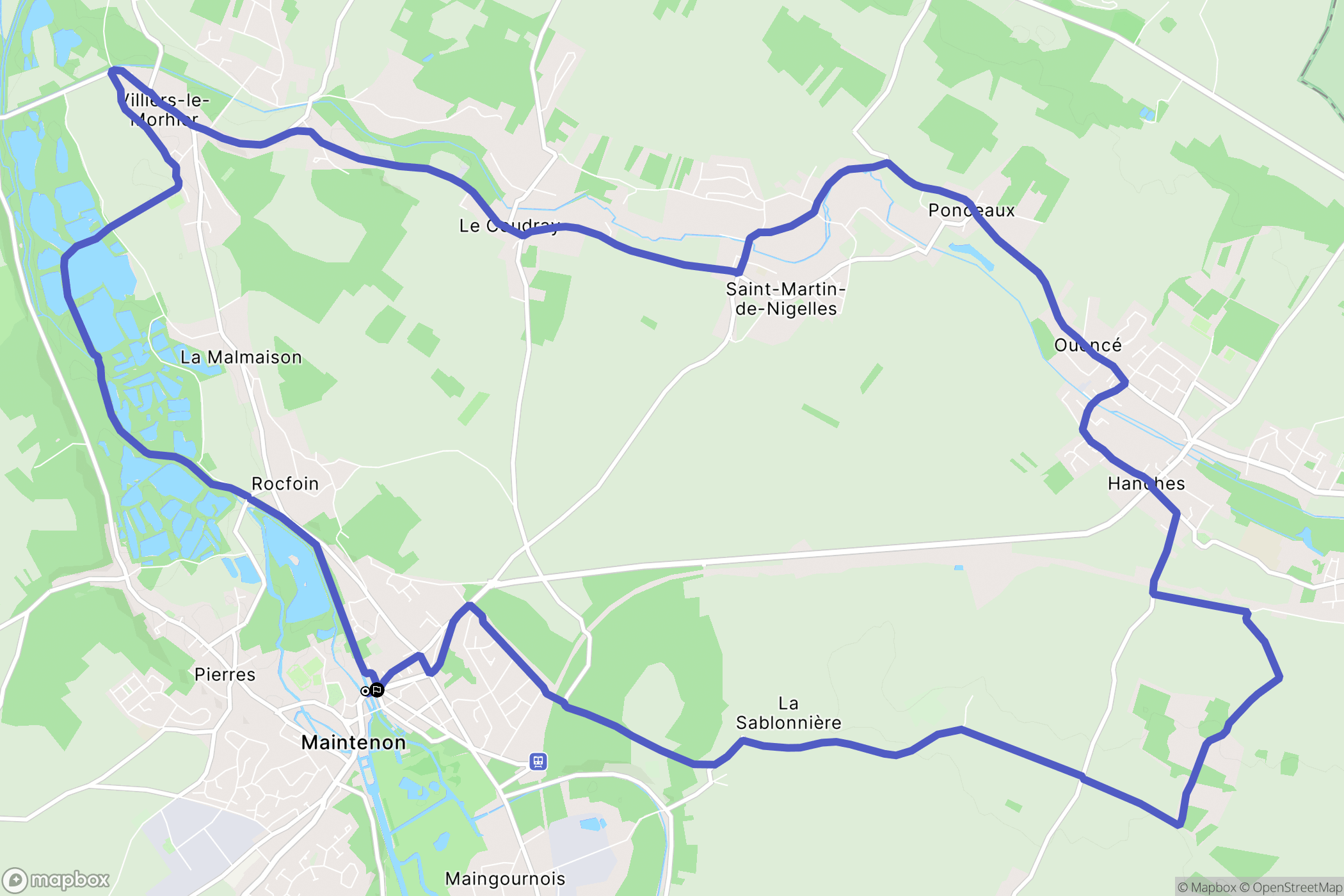 Maintenon : carte du parcours de randonnée - France