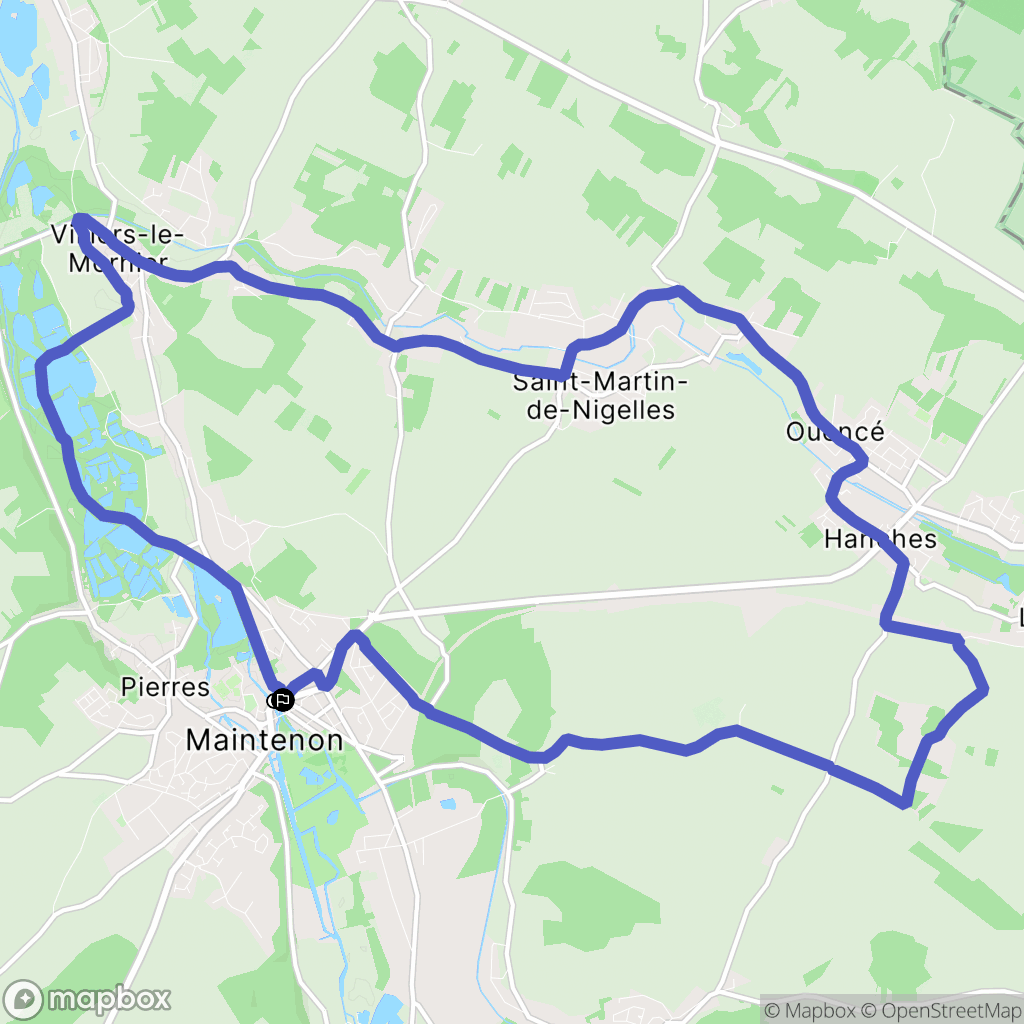 Maintenon : carte du parcours de randonnée - France