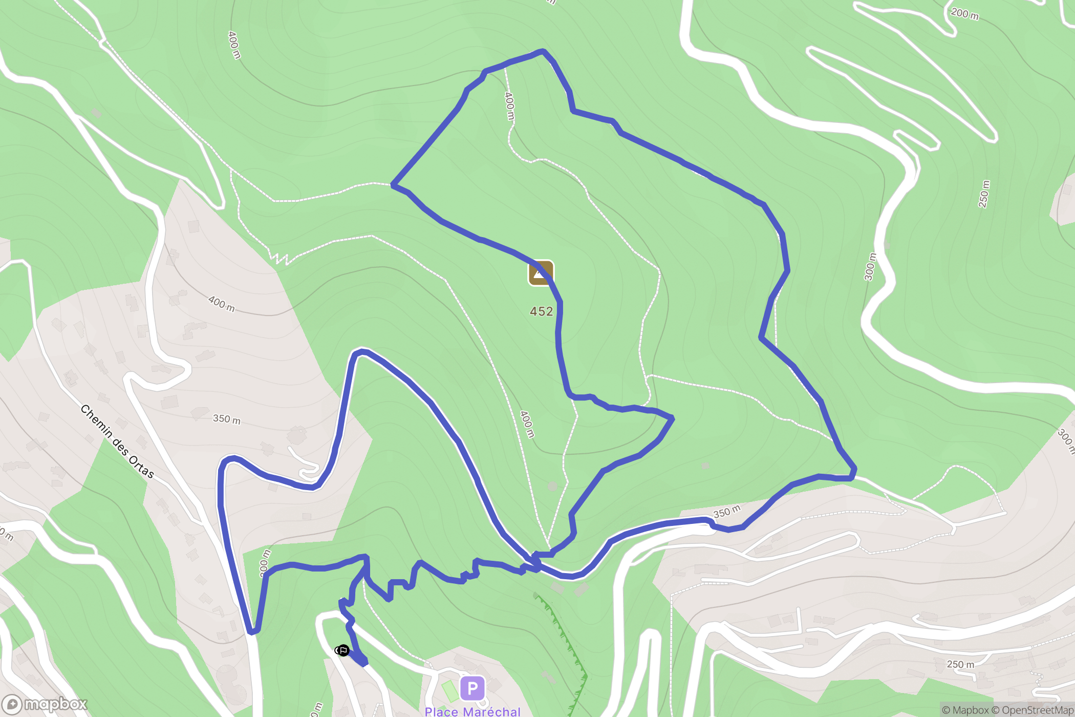 Roquebrune-Cap-Martin : carte du parcours de randonnée - France