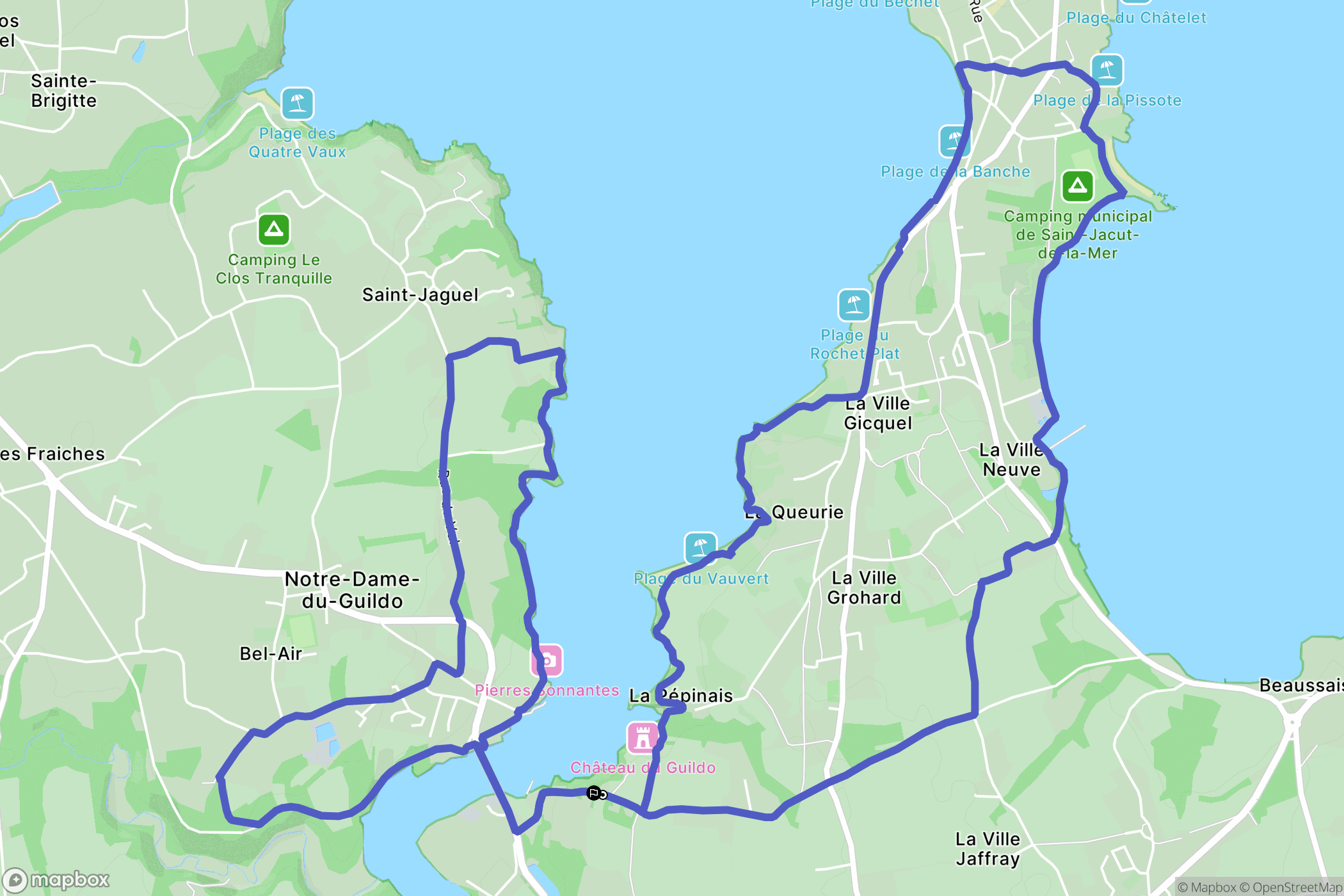 Créhen : carte du parcours de randonnée - France