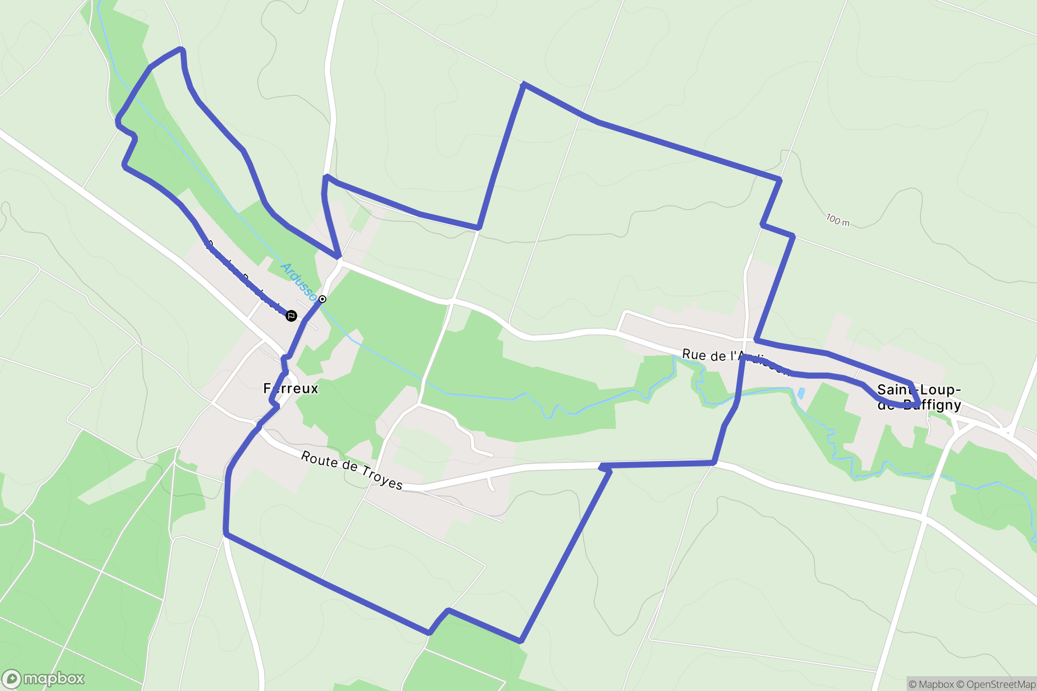 Ferreux-Quincey : carte du parcours de randonnée - France