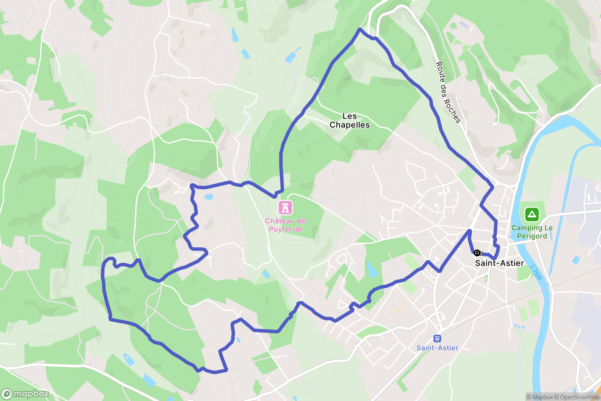 Saint-Astier : carte du parcours de randonnée - France
