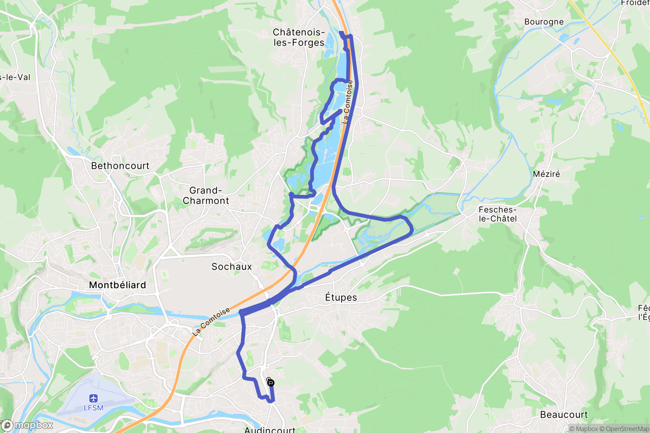 Audincourt : carte du parcours de randonnée - France