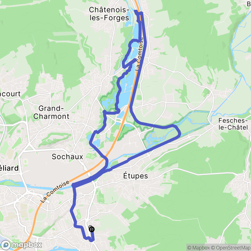 Audincourt : carte du parcours de randonnée - France
