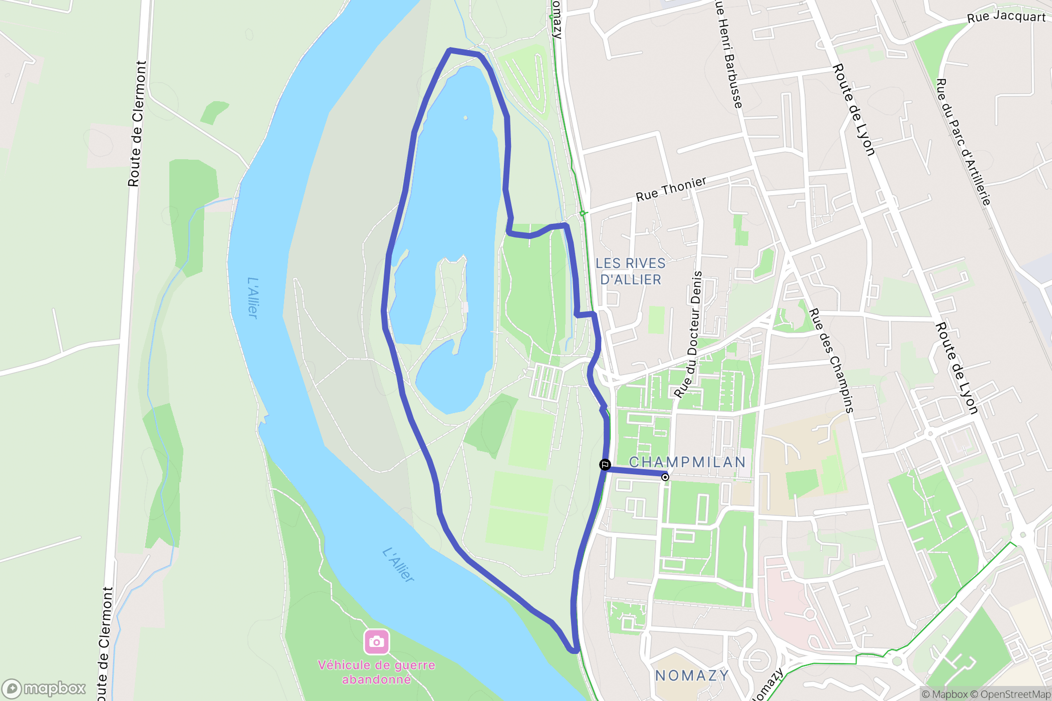 Moulins : carte du parcours de randonnée - France
