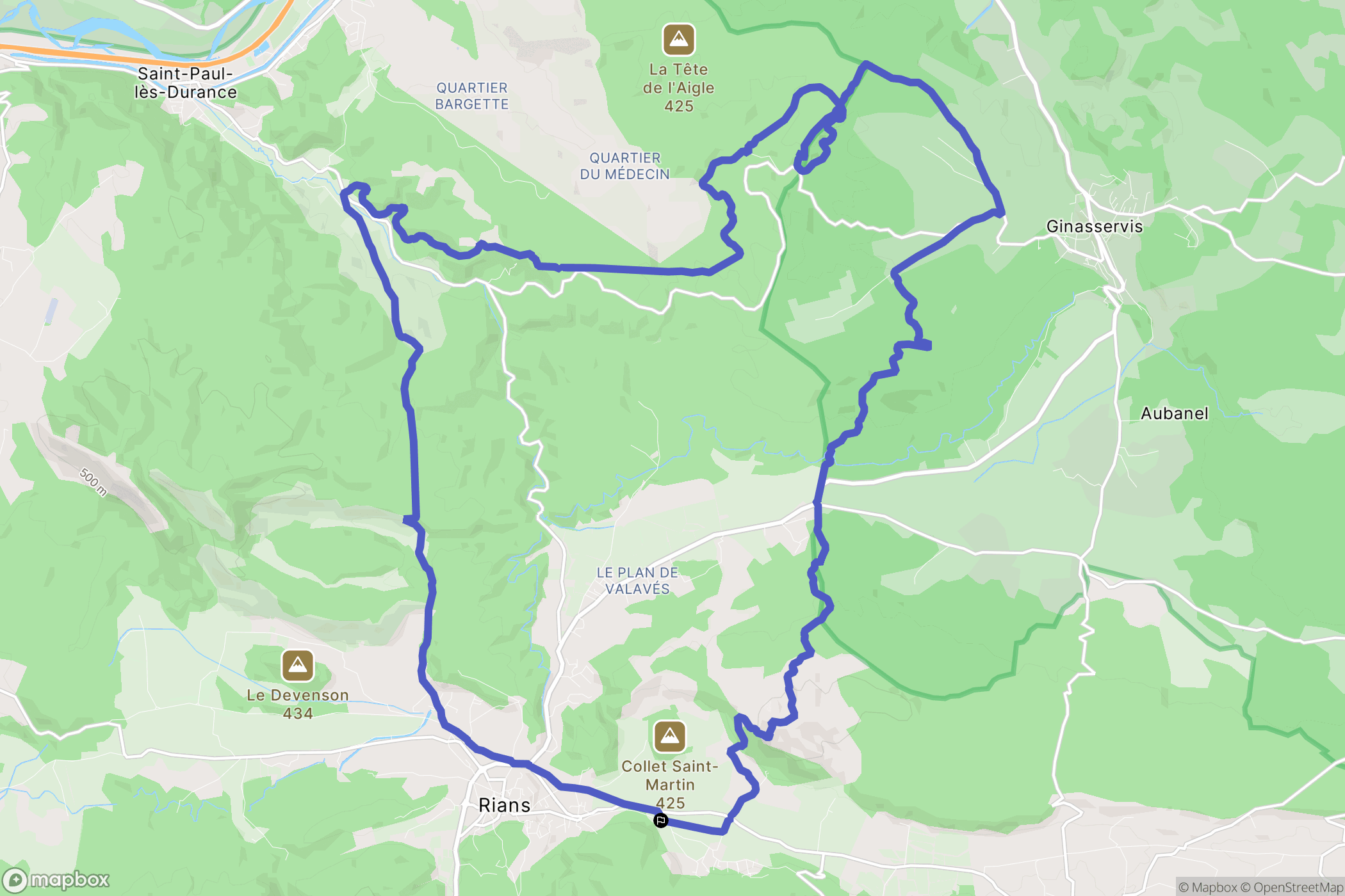 Rians : carte du parcours de randonnée - France
