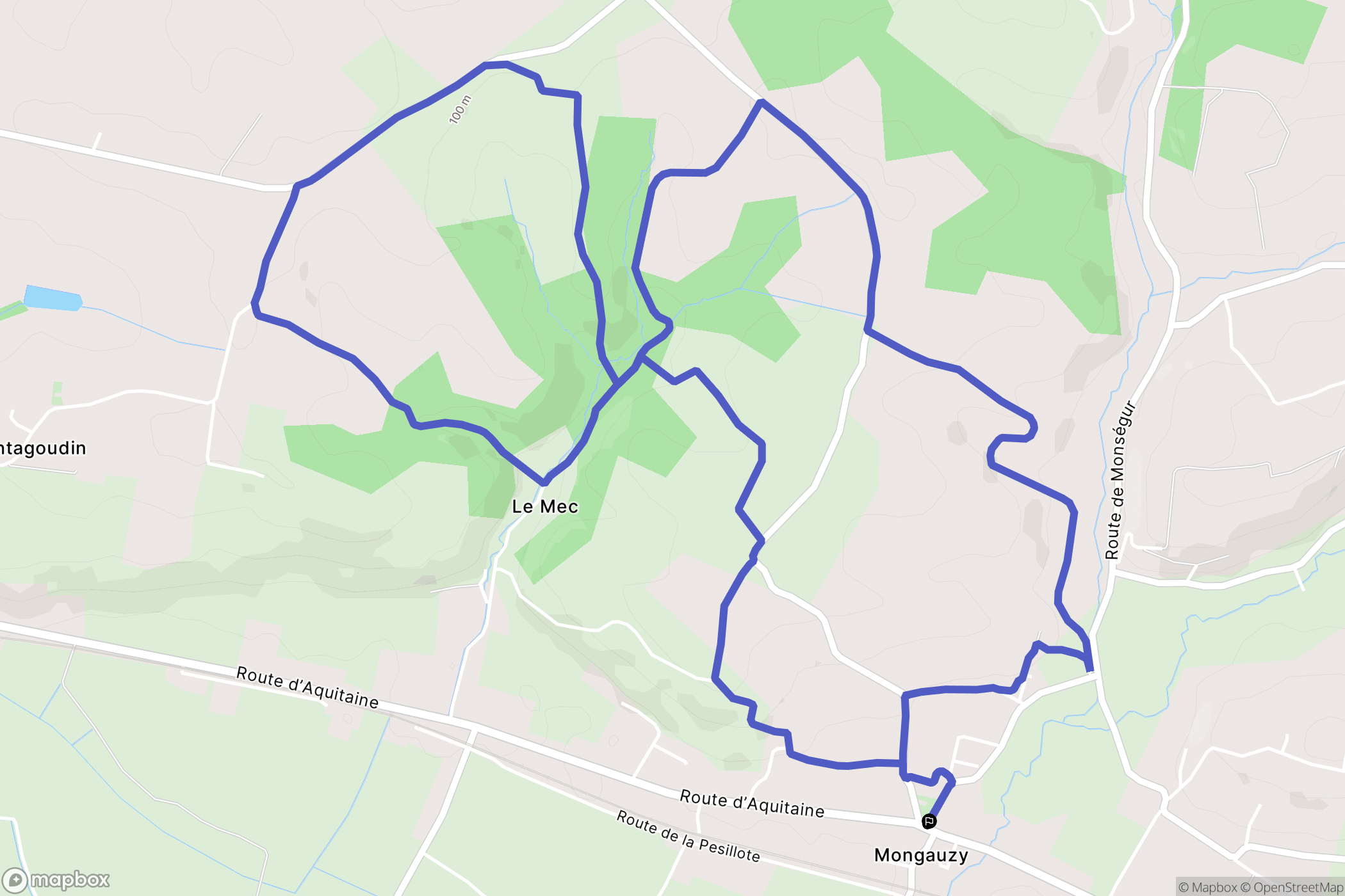 Mongauzy : carte du parcours de randonnée - France