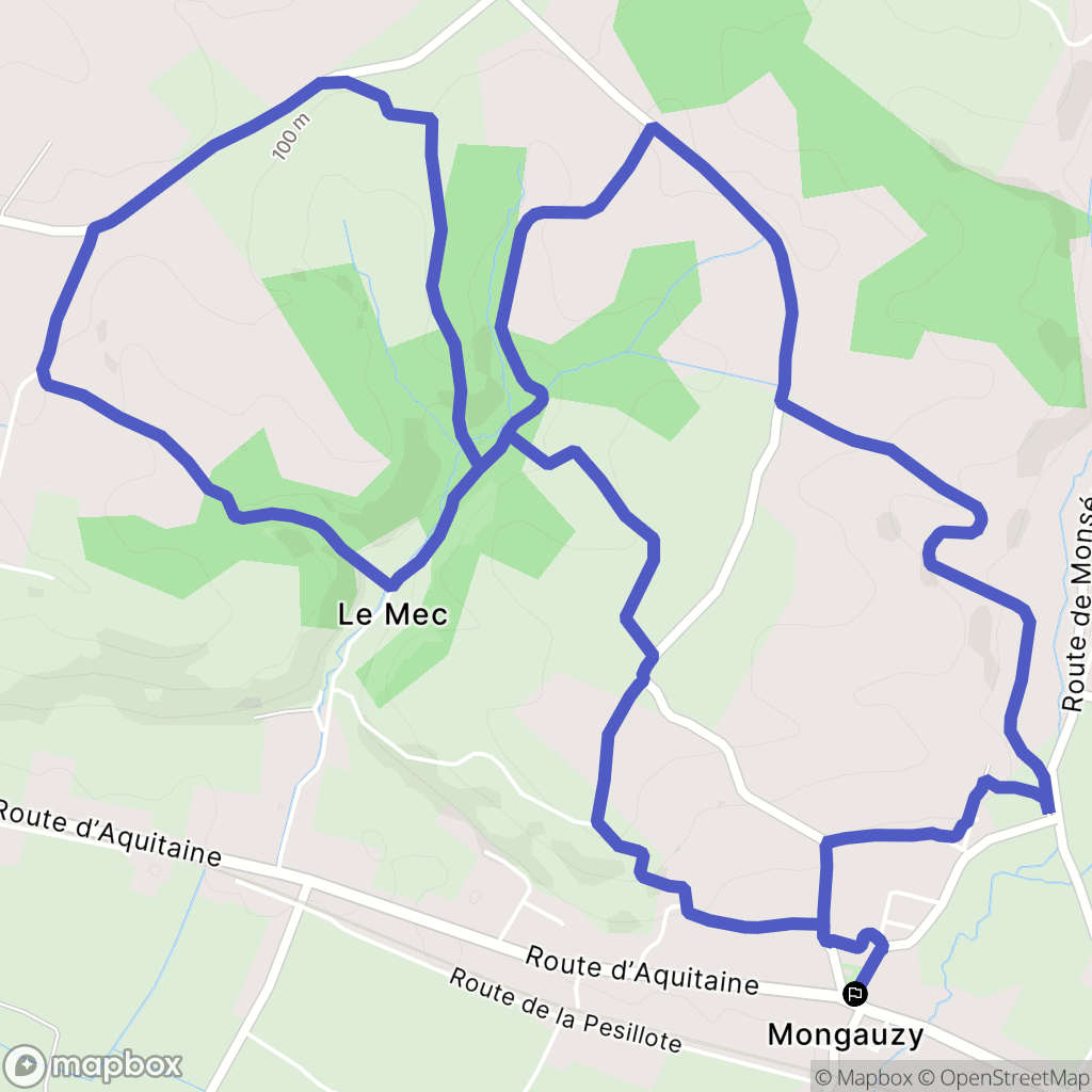 Mongauzy : carte du parcours de randonnée - France