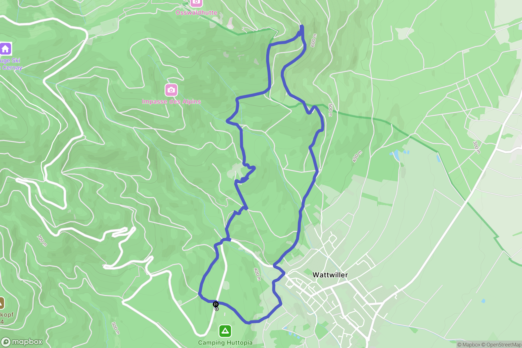 Wattwiller : carte du parcours de randonnée - France