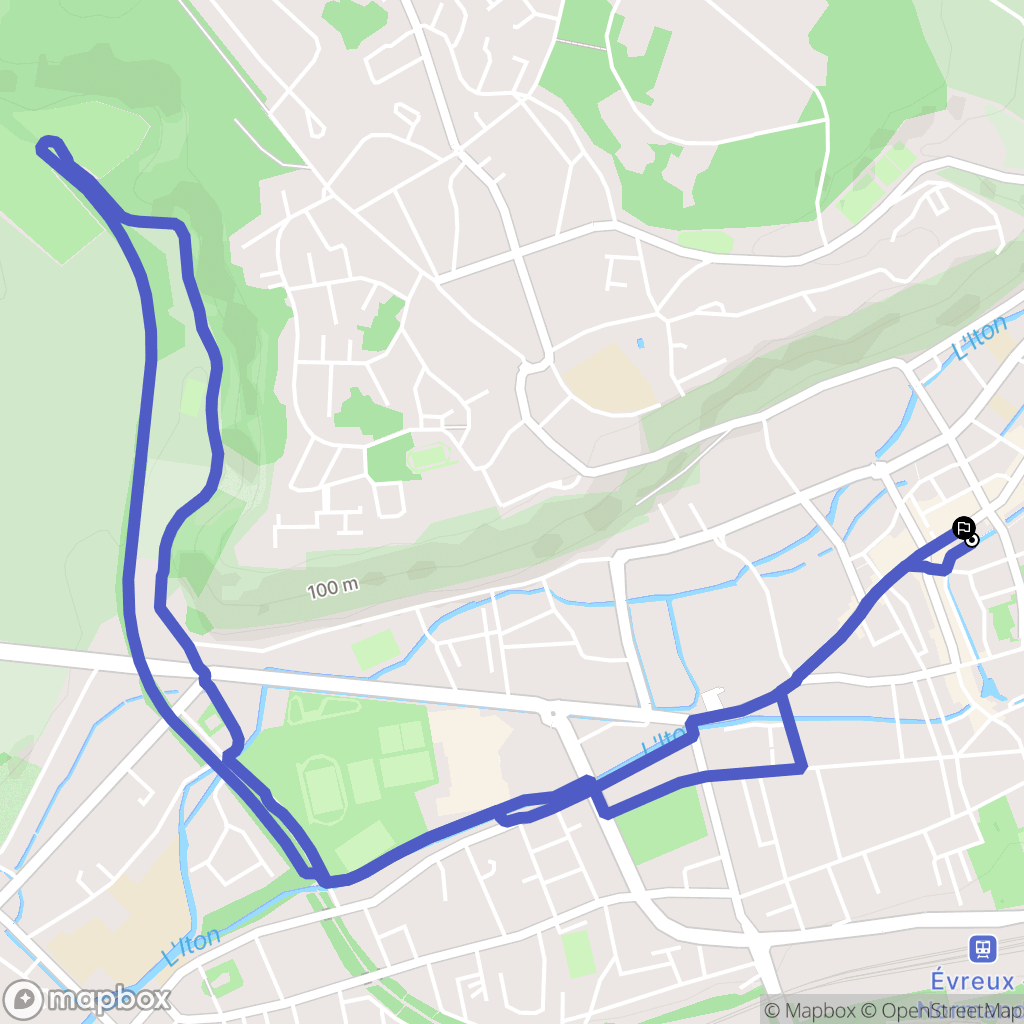 Evreux : carte du parcours de randonnée - France