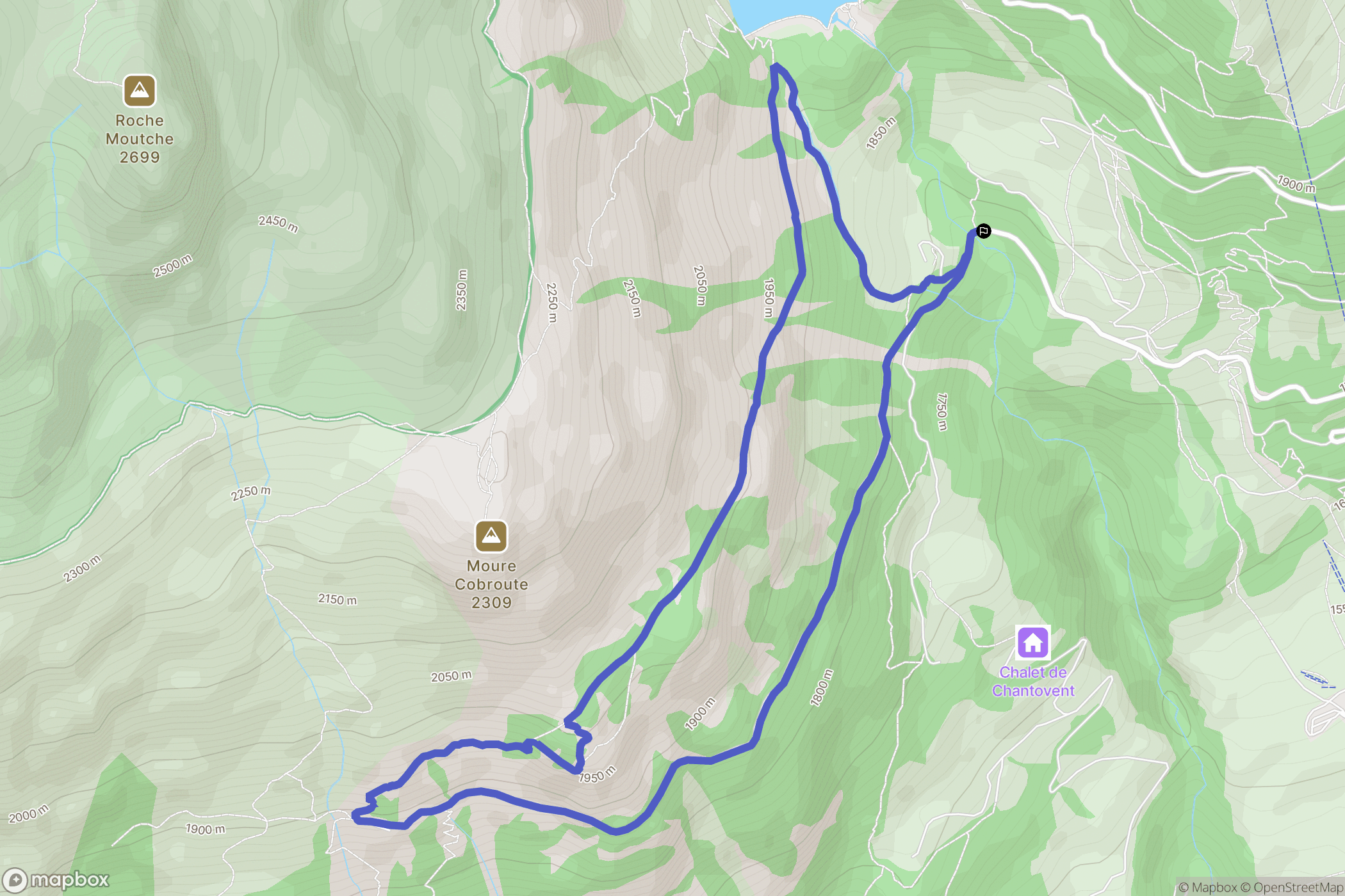 Aussois : carte du parcours de randonnée - France