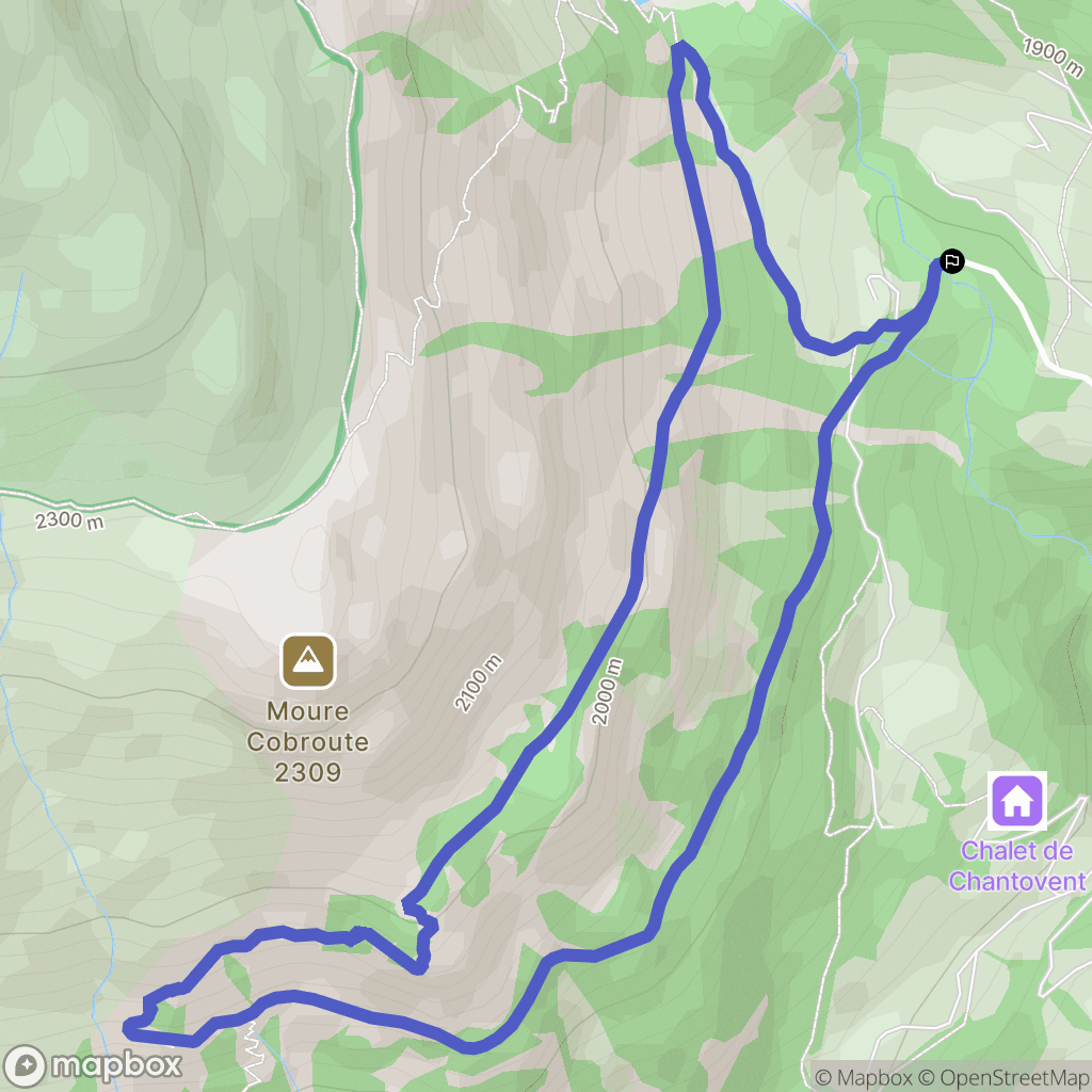 Aussois : carte du parcours de randonnée - France