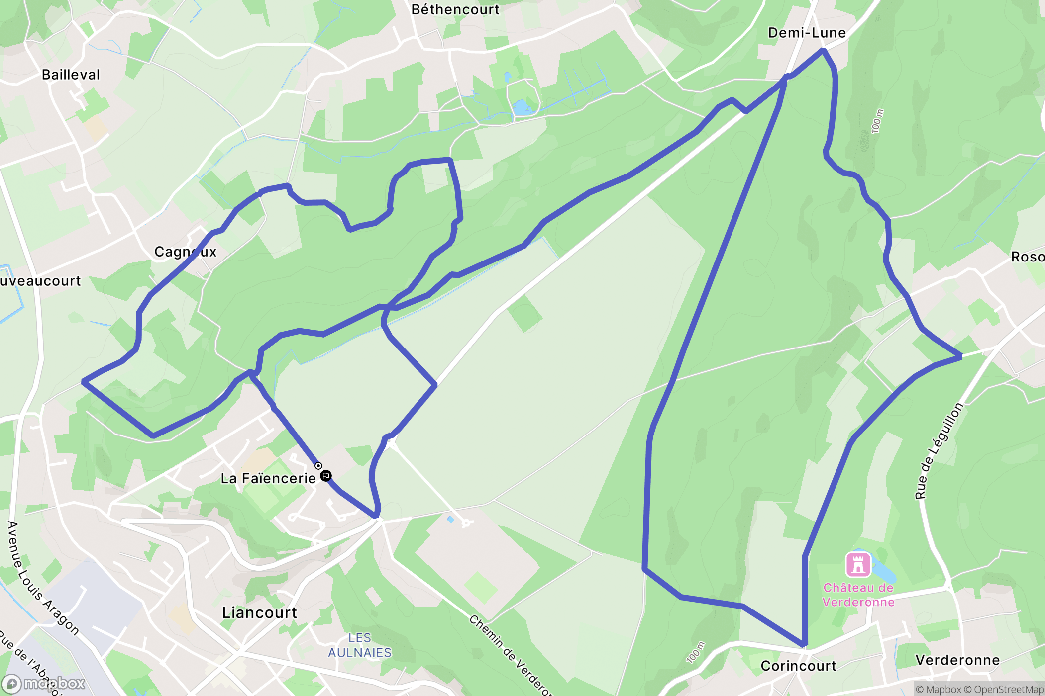 Liancourt : carte du parcours de randonnée - France