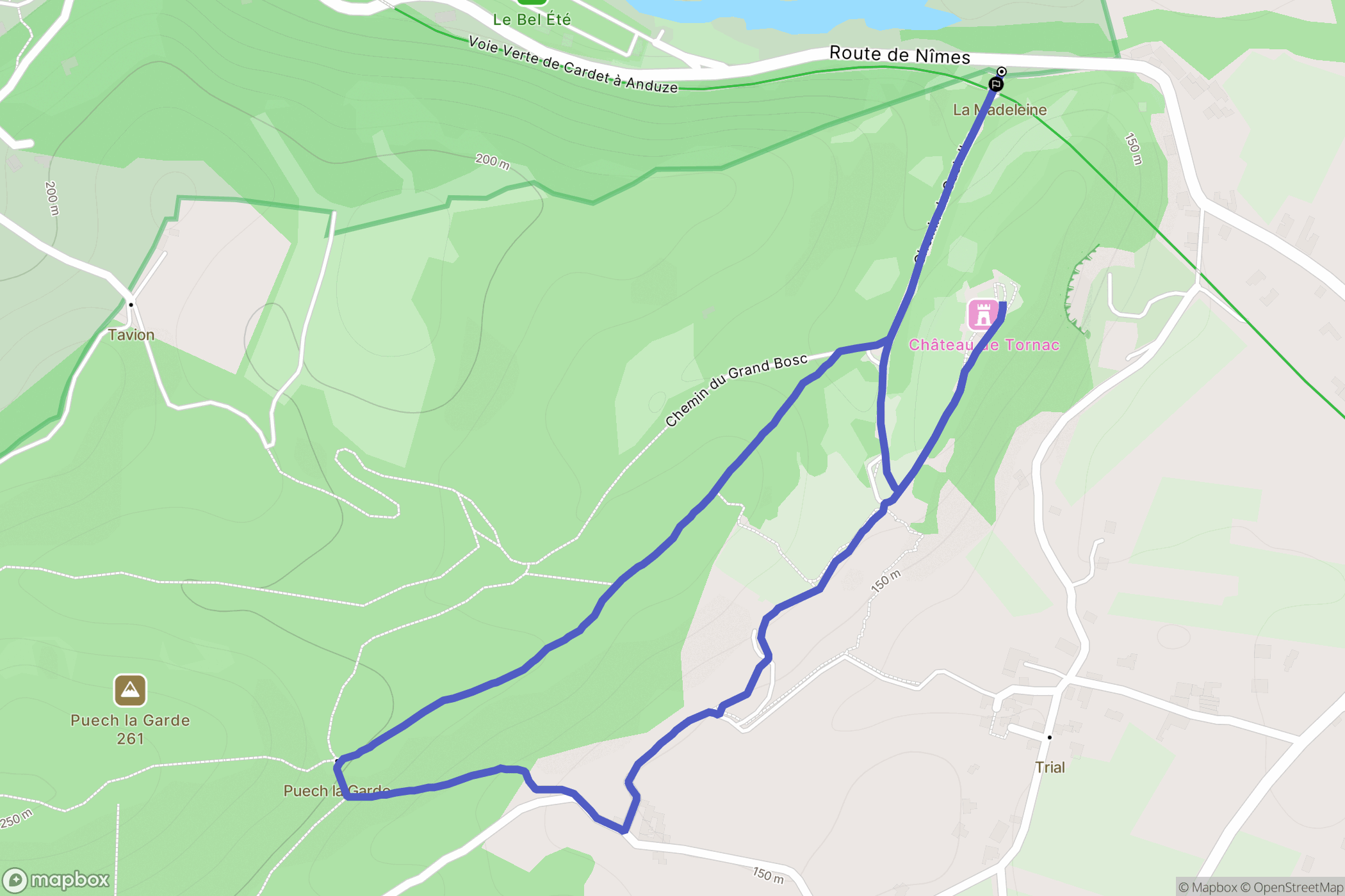 Tornac : carte du parcours de randonnée - France