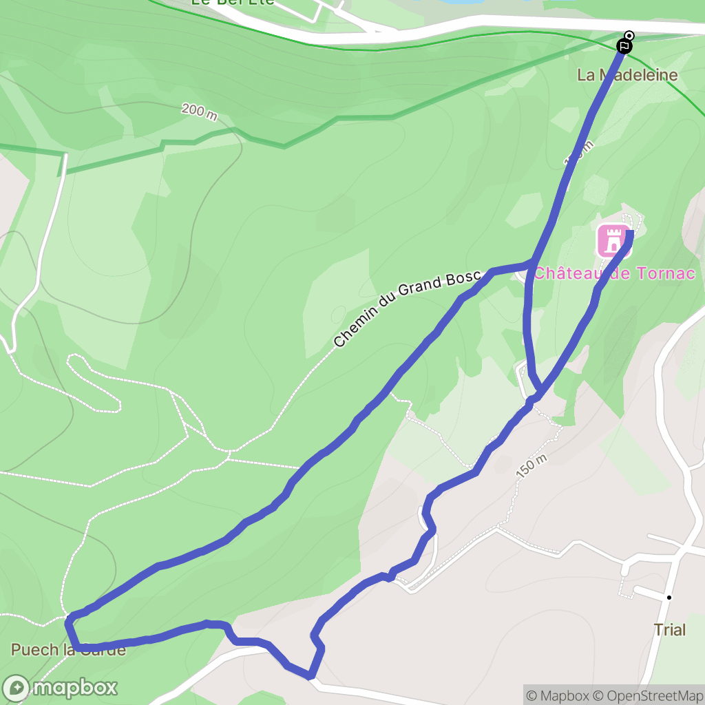 Tornac : carte du parcours de randonnée - France
