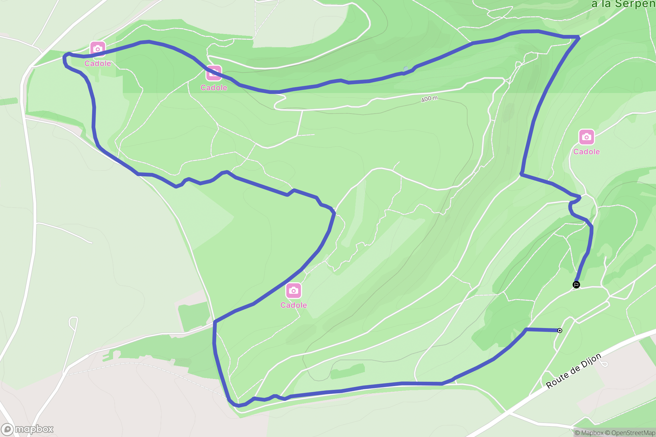 Corcelles-les-Monts : carte du parcours de randonnée - France