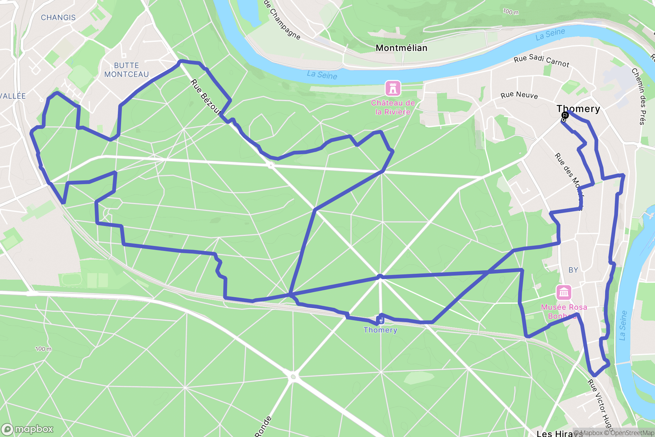 Thomery : carte du parcours de randonnée - France