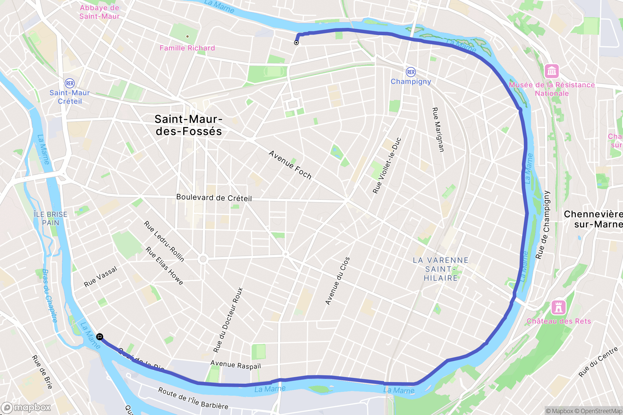 Saint-Maur-des-Fossés : carte du parcours de randonnée - France
