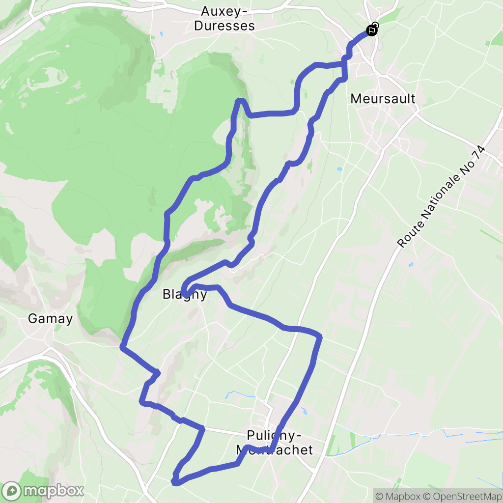 Meursault : carte du parcours de randonnée - France