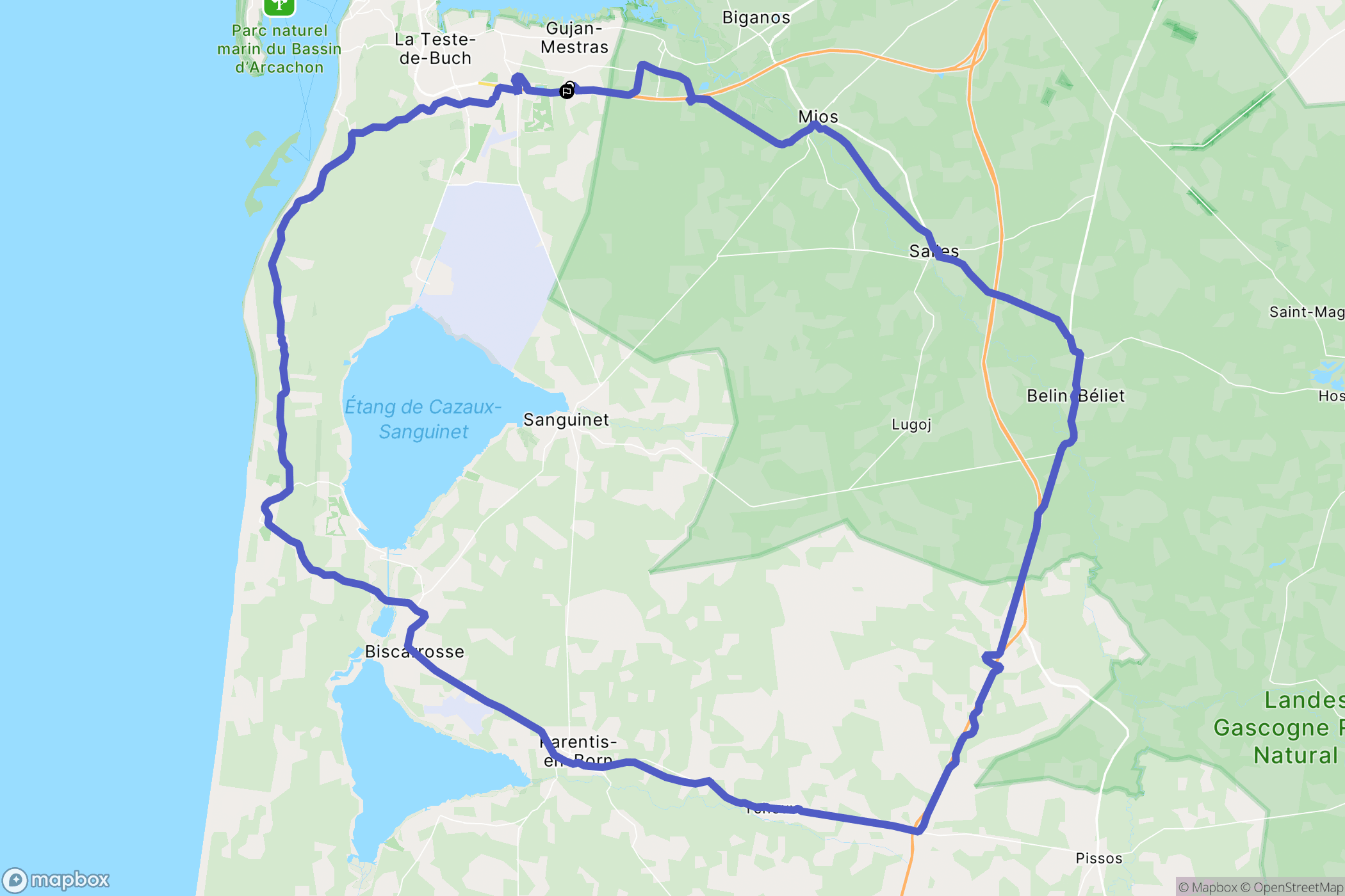 Gujan-Mestras : carte du parcours de randonnée - France