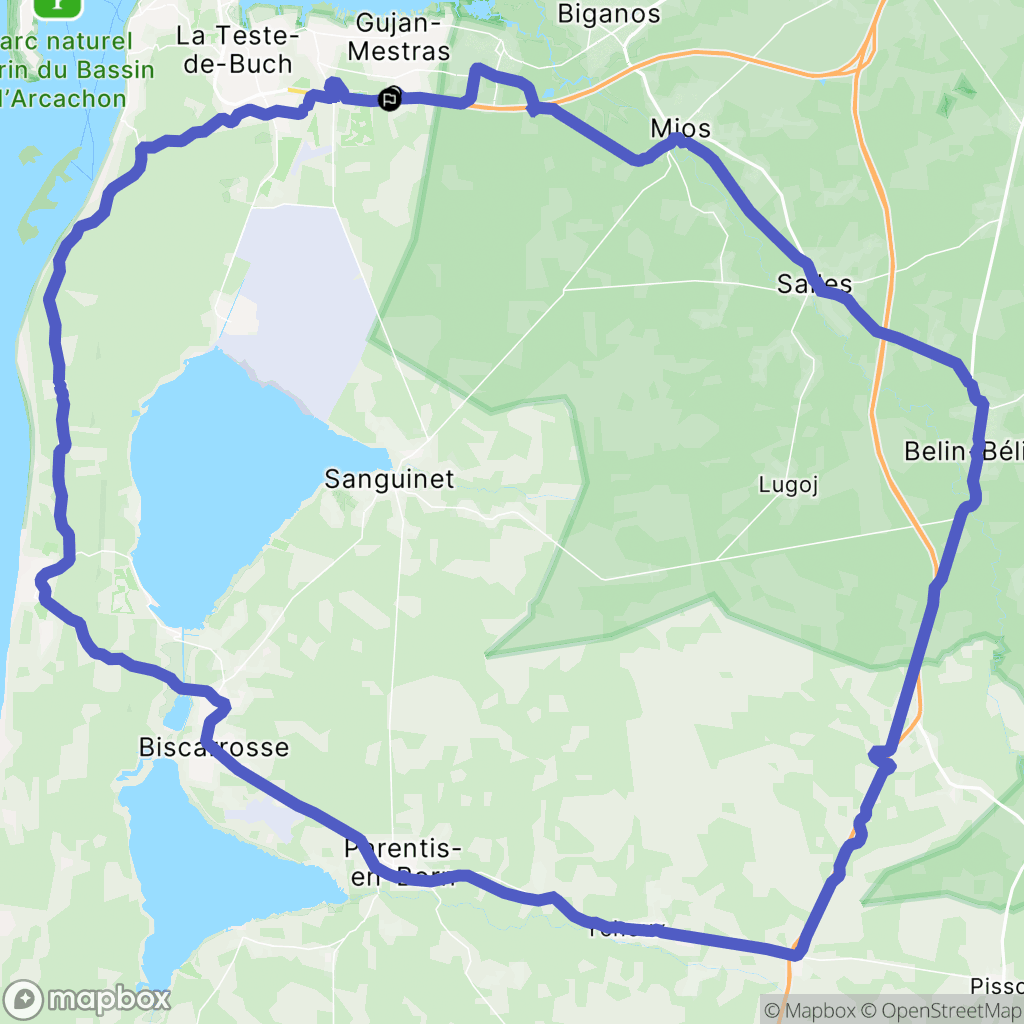 Gujan-Mestras : carte du parcours de randonnée - France