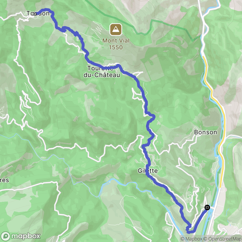Toudon : carte du parcours de randonnée - France