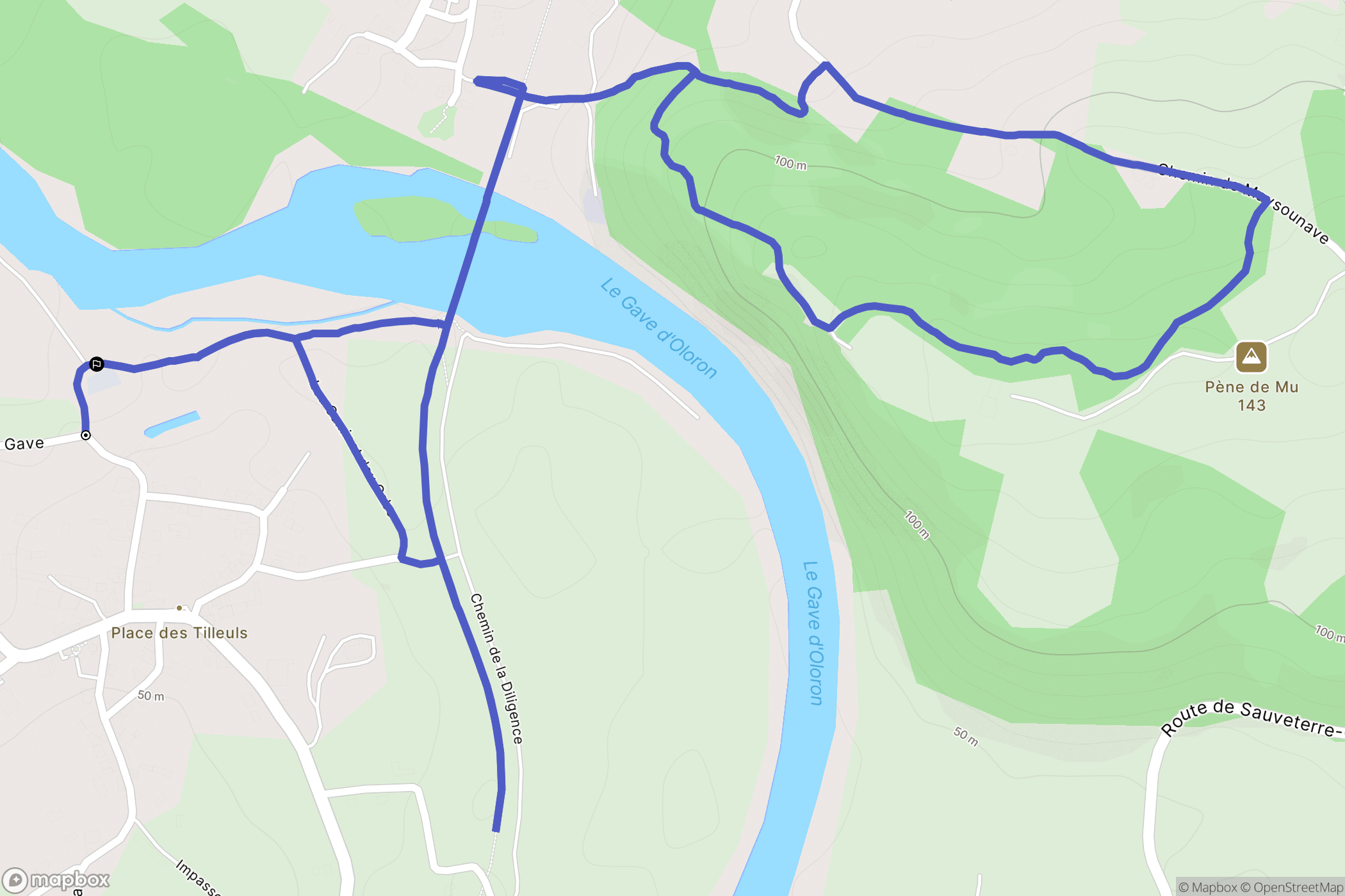 Escos : carte du parcours de randonnée - France