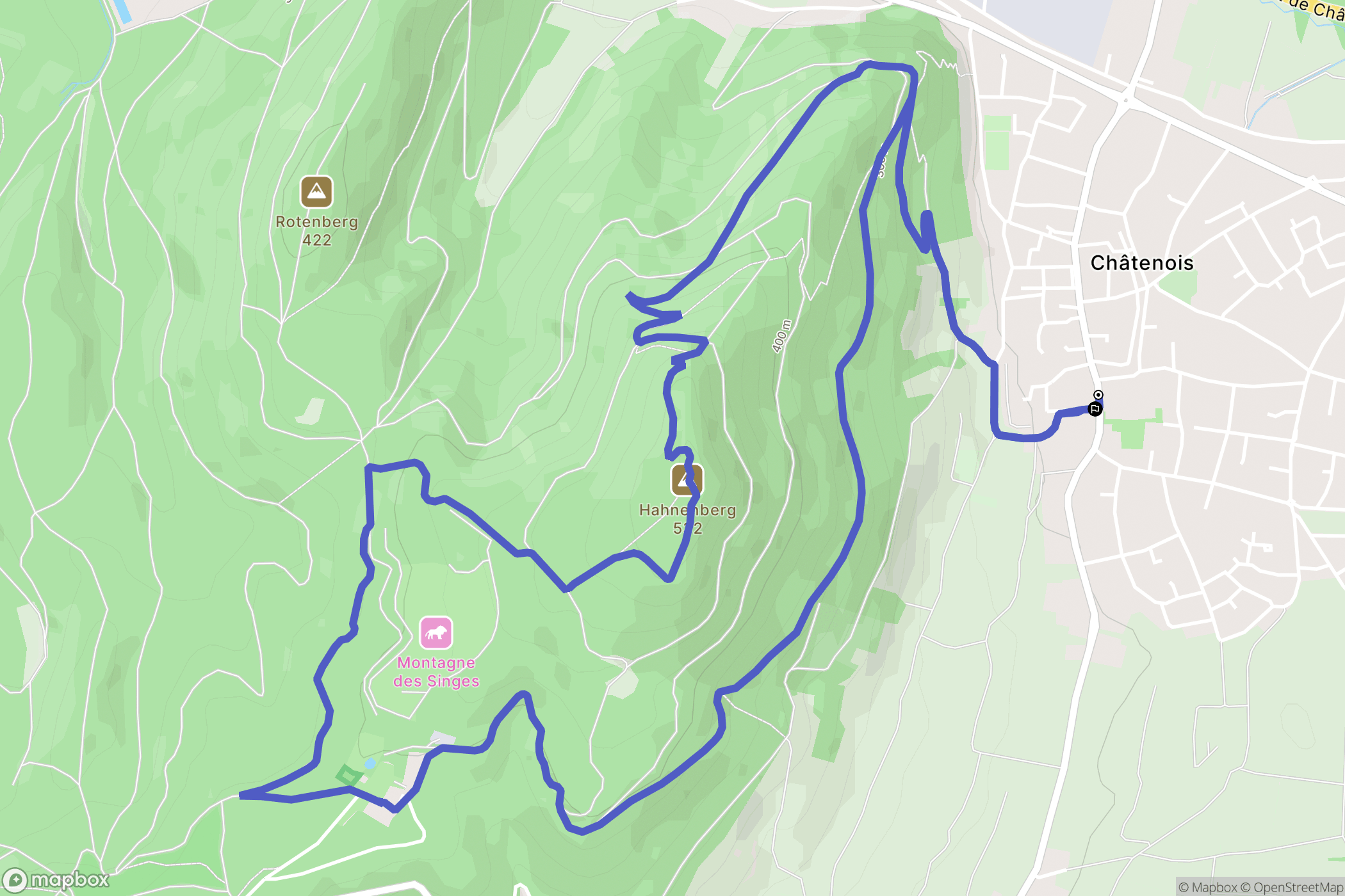 Châtenois : carte du parcours de randonnée - France