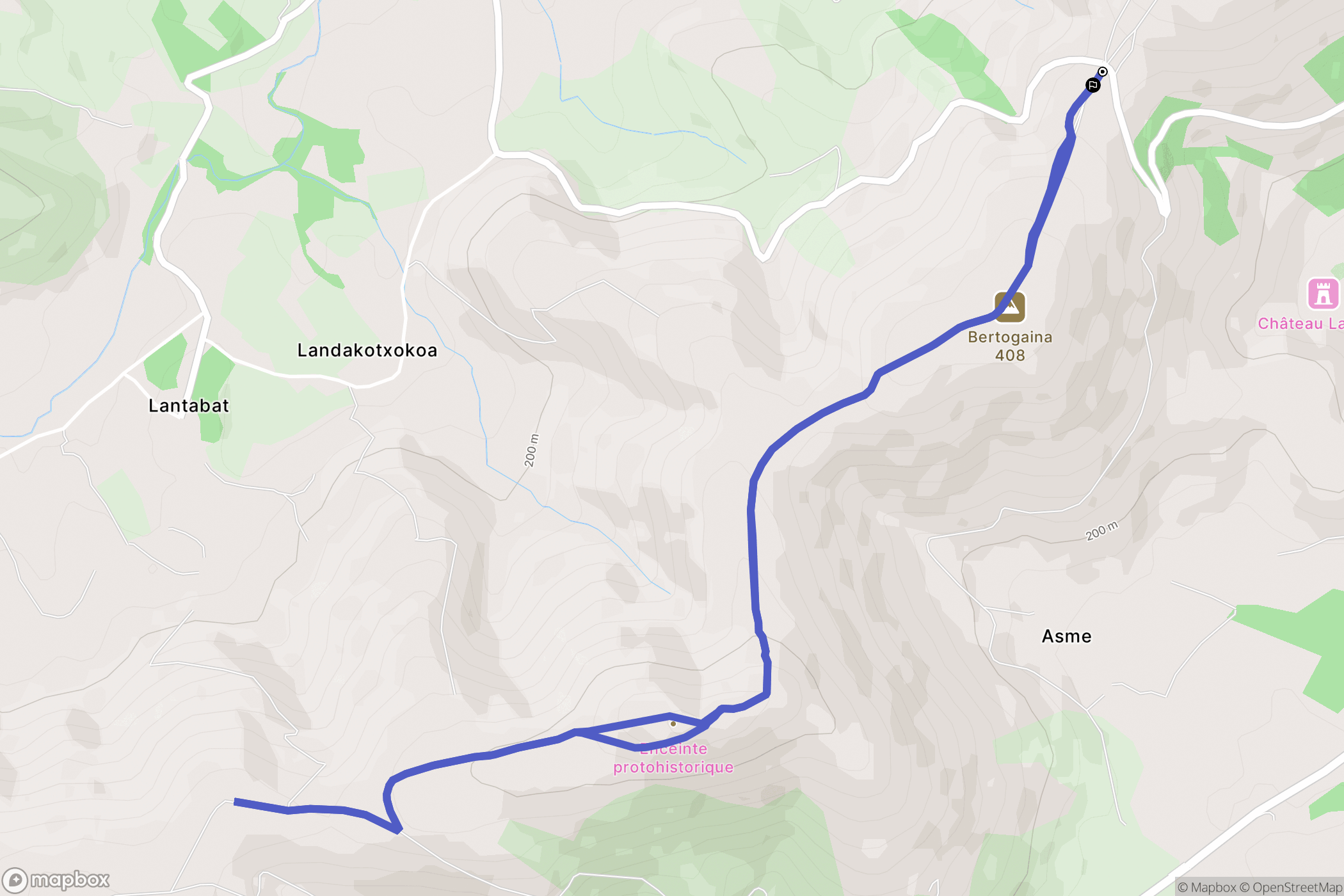 Ostabat-Asme : carte du parcours de randonnée - France