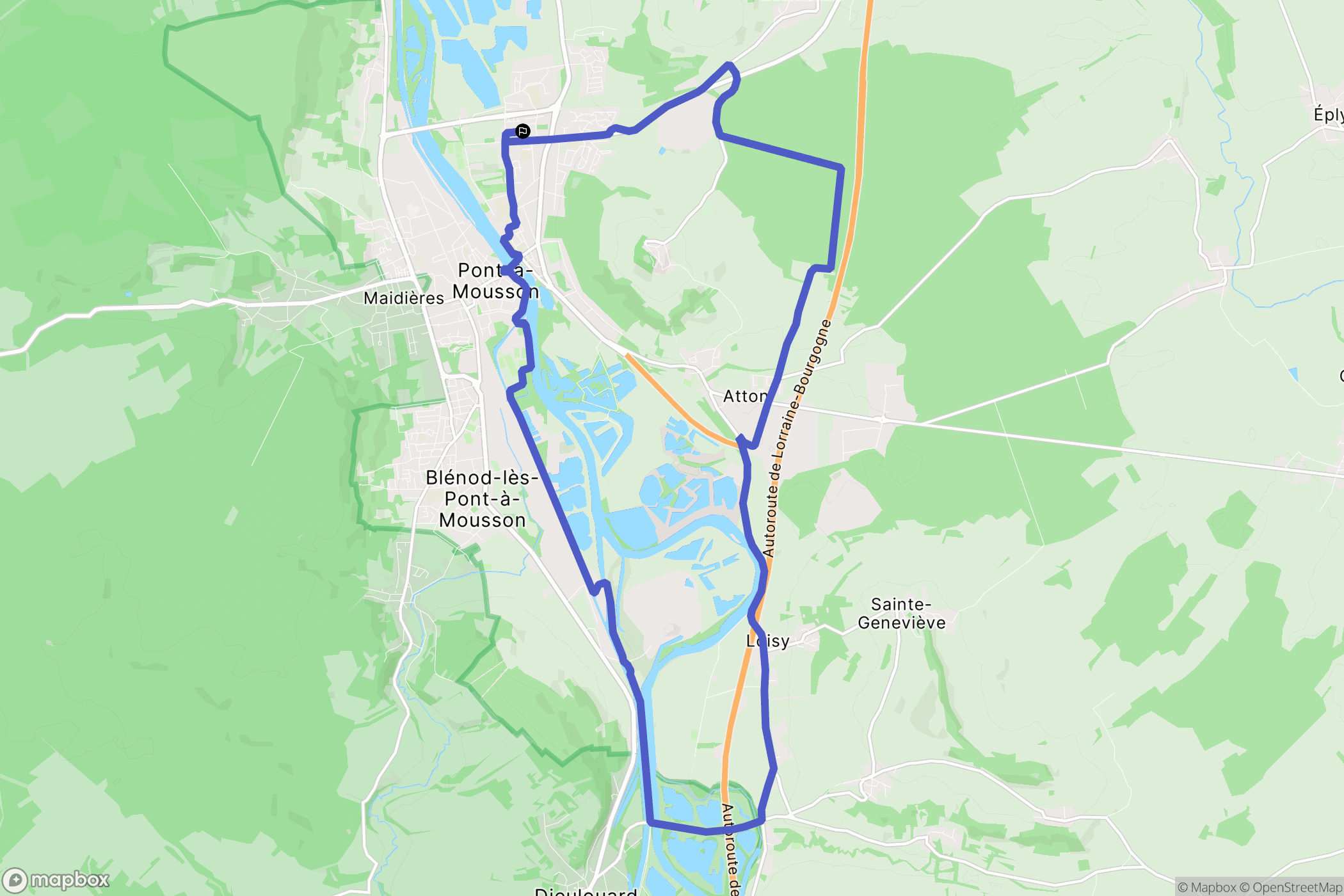 Pont-à-Mousson : carte du parcours de randonnée - France