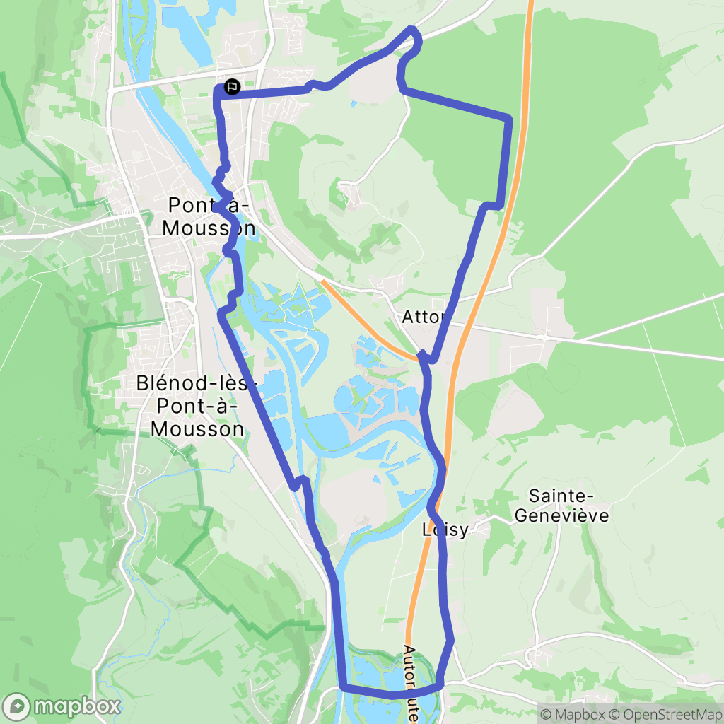 Pont-à-Mousson : carte du parcours de randonnée - France