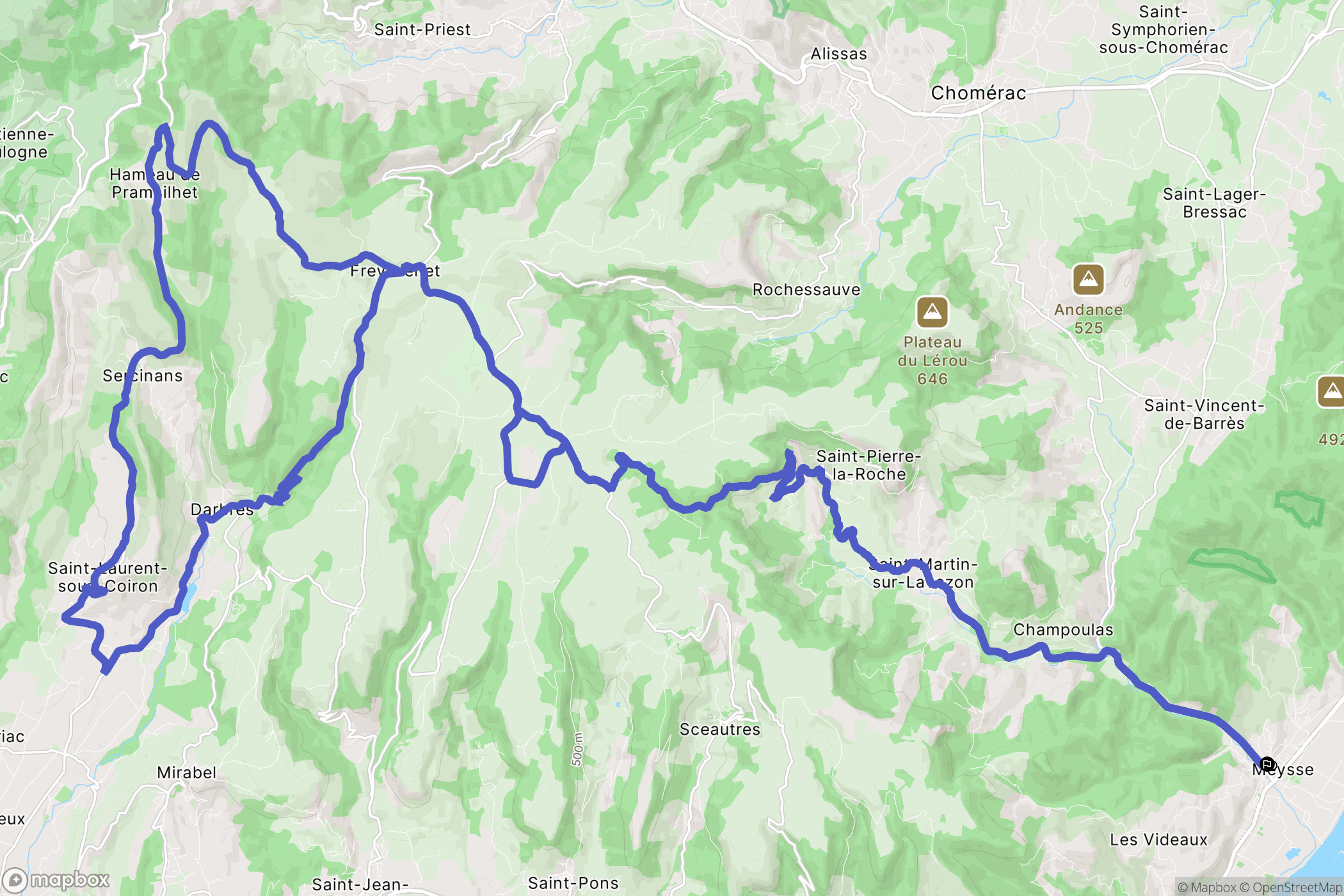 Meysse : carte du parcours de randonnée - France