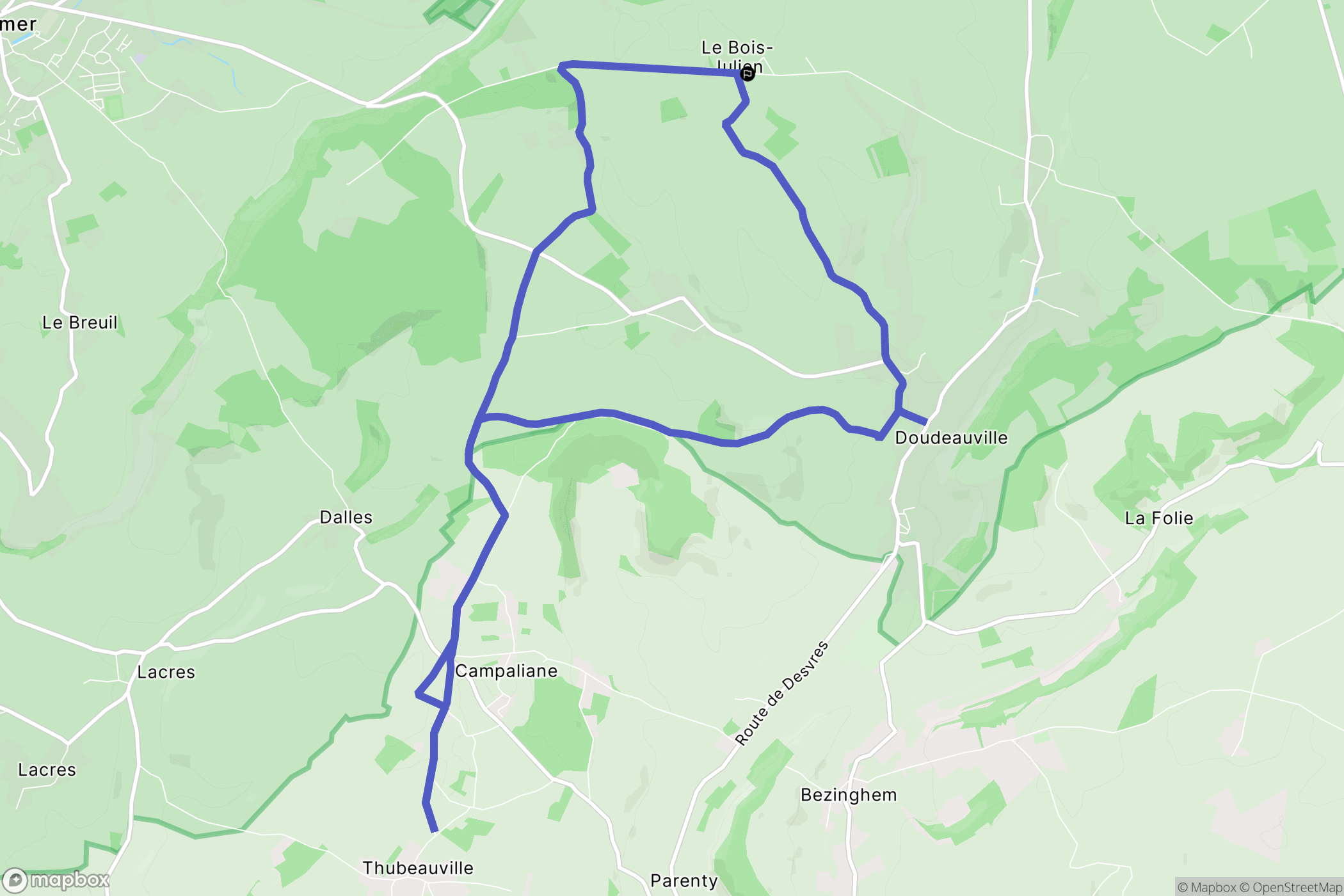Doudeauville : carte du parcours de randonnée - France