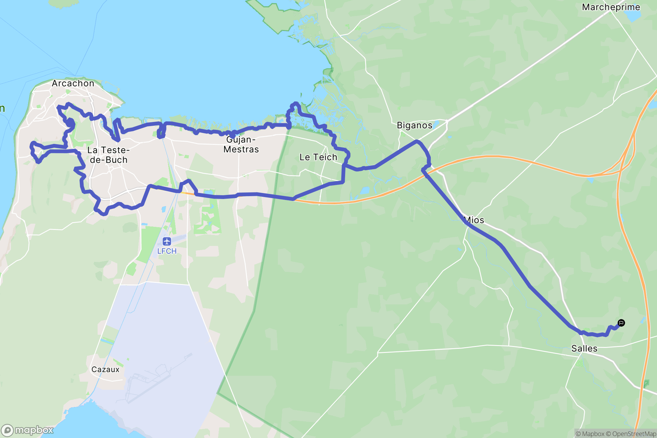 Salles : carte du parcours de randonnée - France