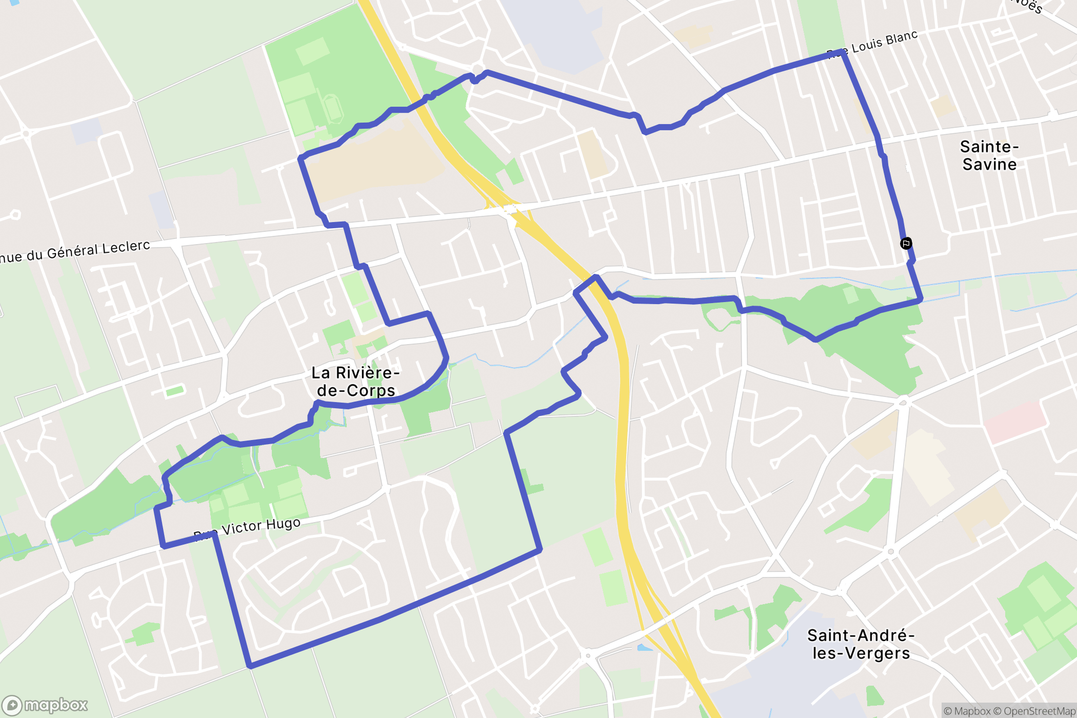 Sainte-Savine : carte du parcours de randonnée - France