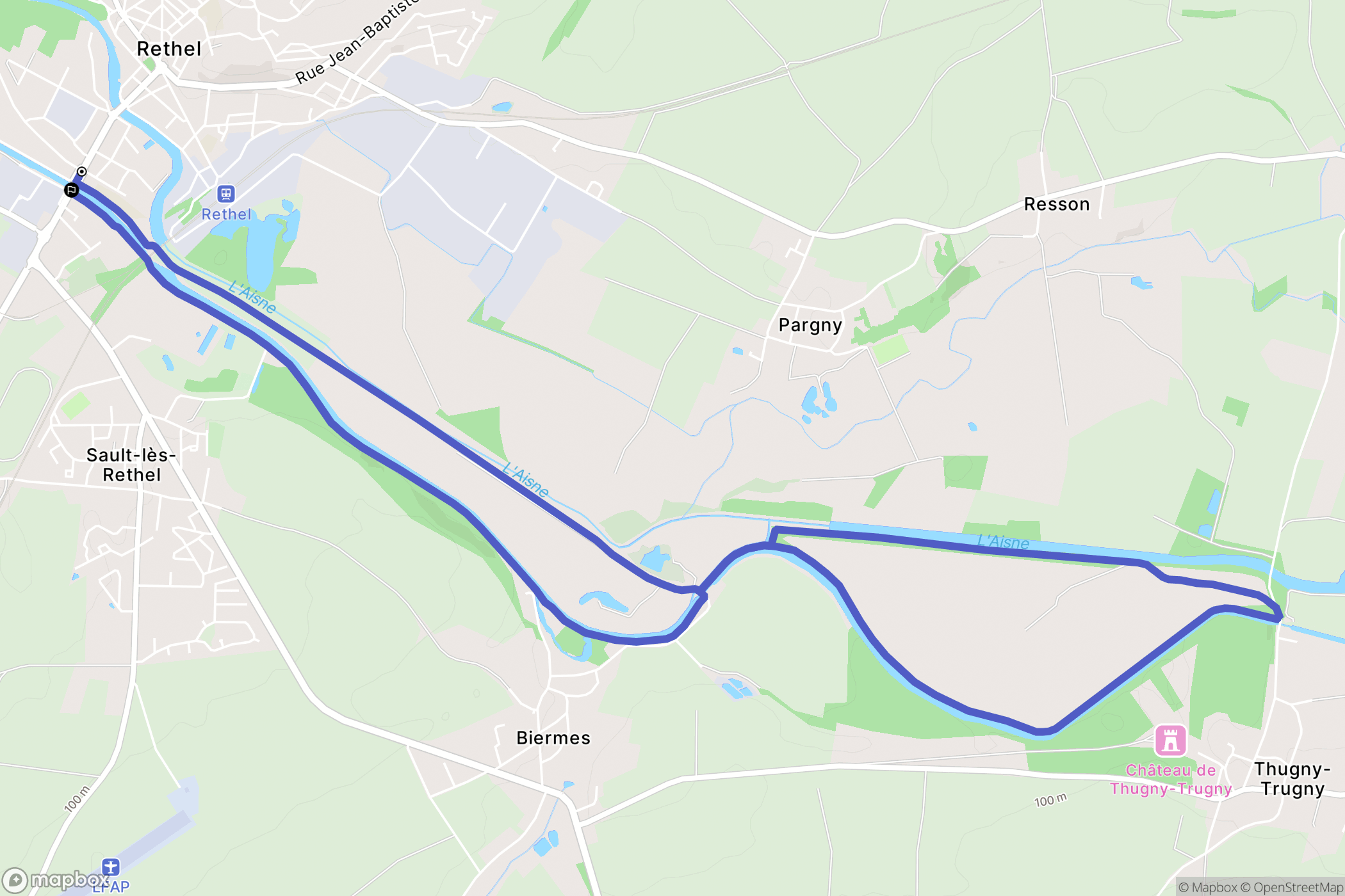 Rethel : carte du parcours de randonnée - France
