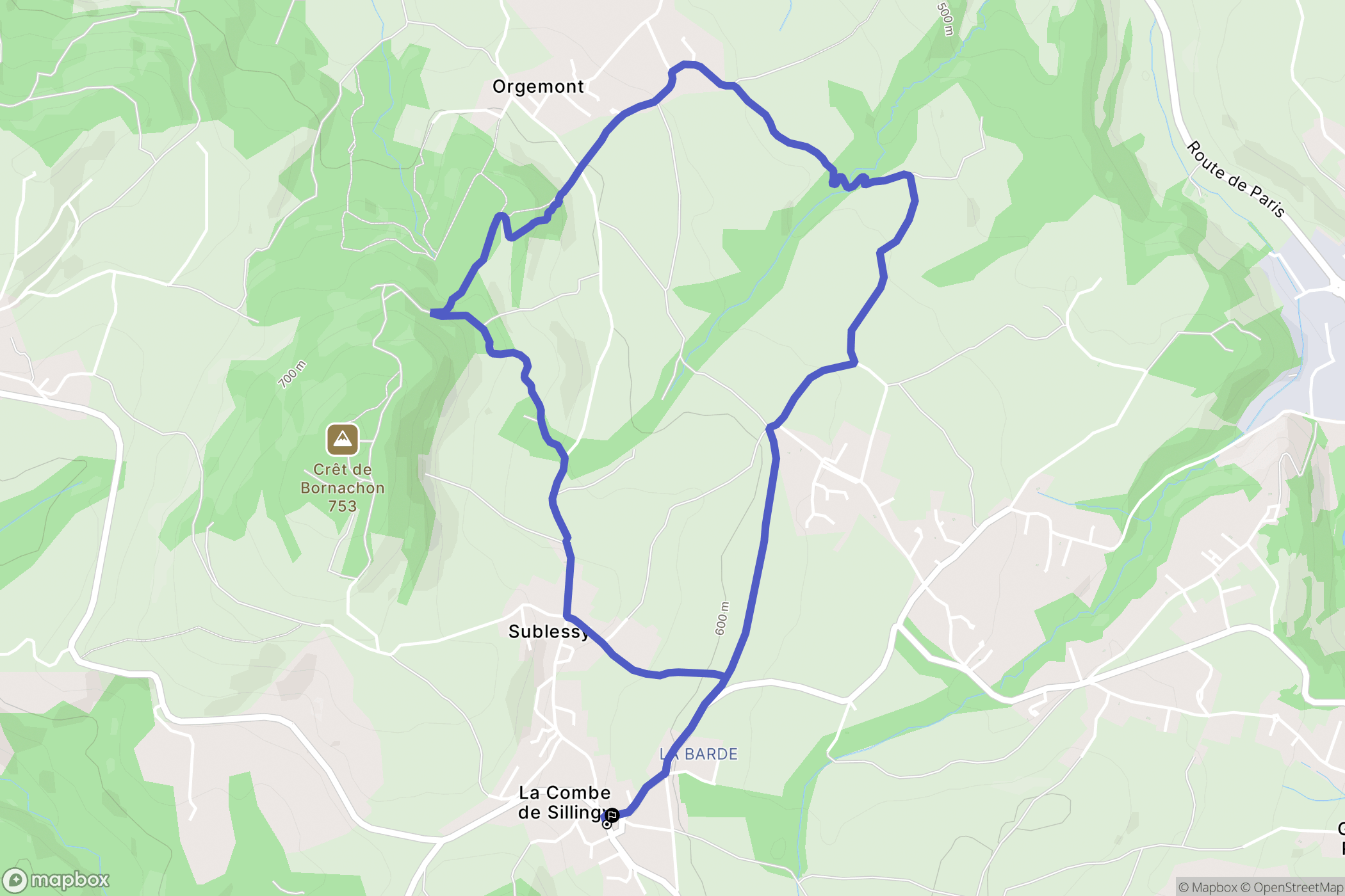 Sillingy : carte du parcours de randonnée - France