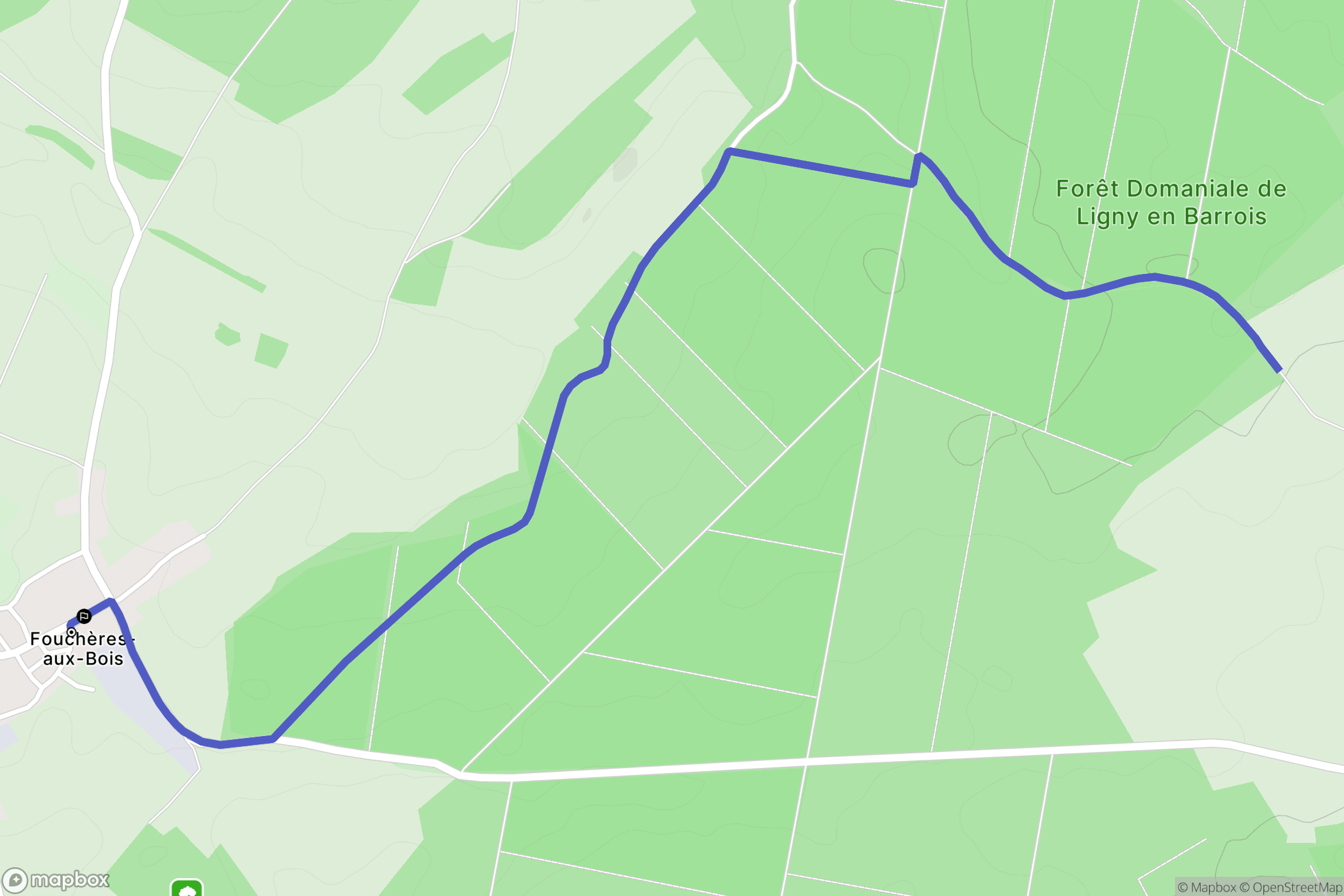 Fouchères-aux-Bois : carte du parcours de randonnée - France