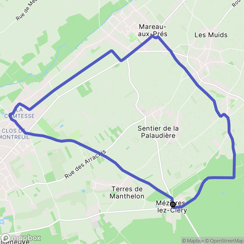 Mézières-lez-Cléry : carte du parcours de randonnée - France