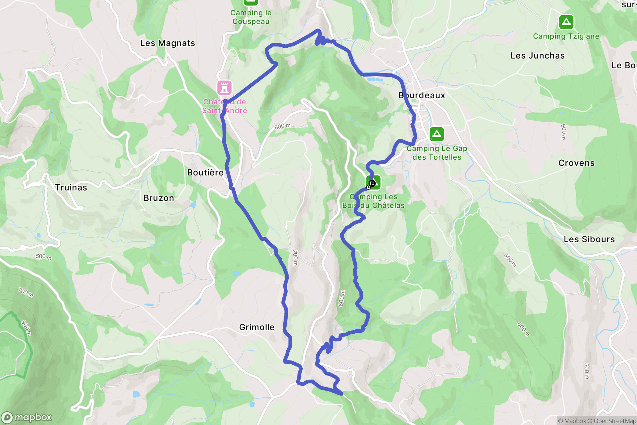 Bourdeaux : carte du parcours de randonnée - France