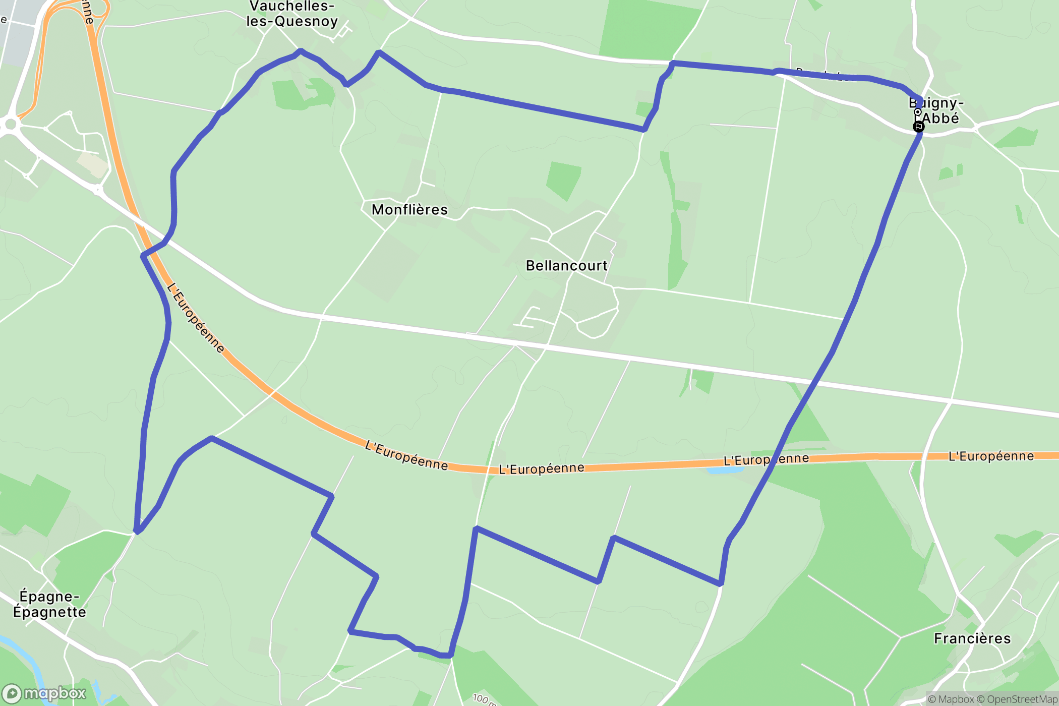 Buigny-l'Abbé : carte du parcours de randonnée - France