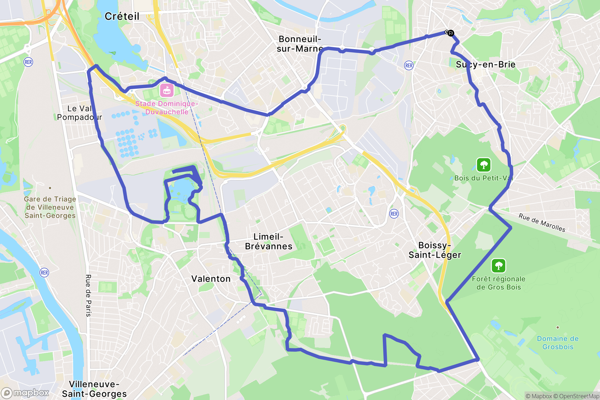 Sucy-en-Brie : carte du parcours de randonnée - France
