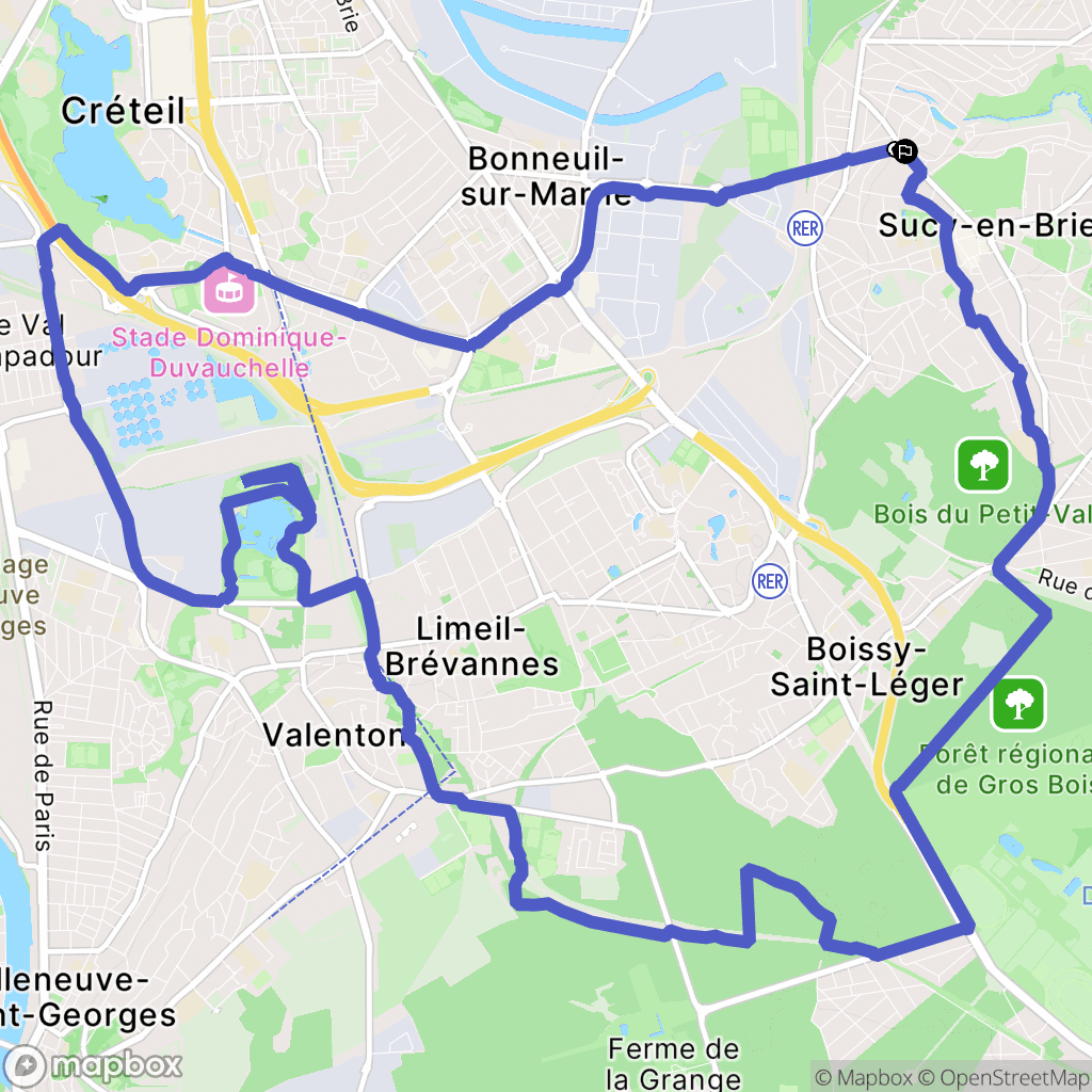 Sucy-en-Brie : carte du parcours de randonnée - France
