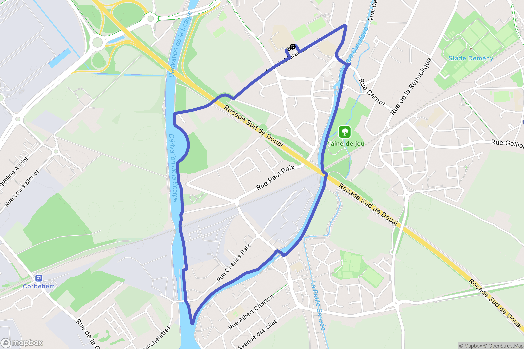 Lambres-Lez-Douai : carte du parcours de randonnée - France