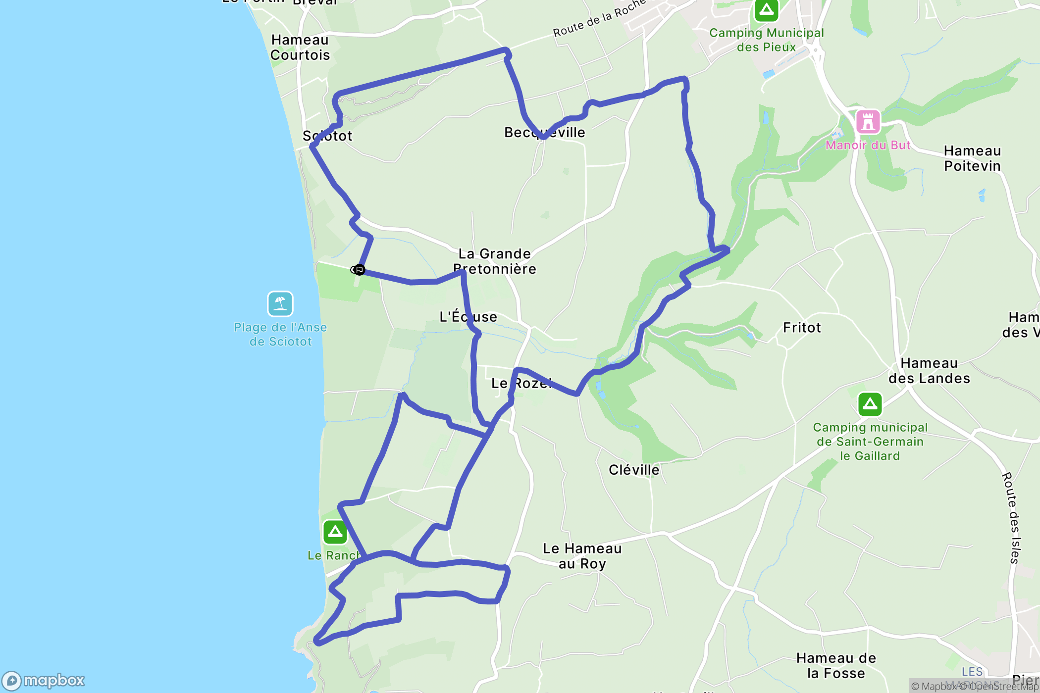 Les Pieux : carte du parcours de randonnée - France